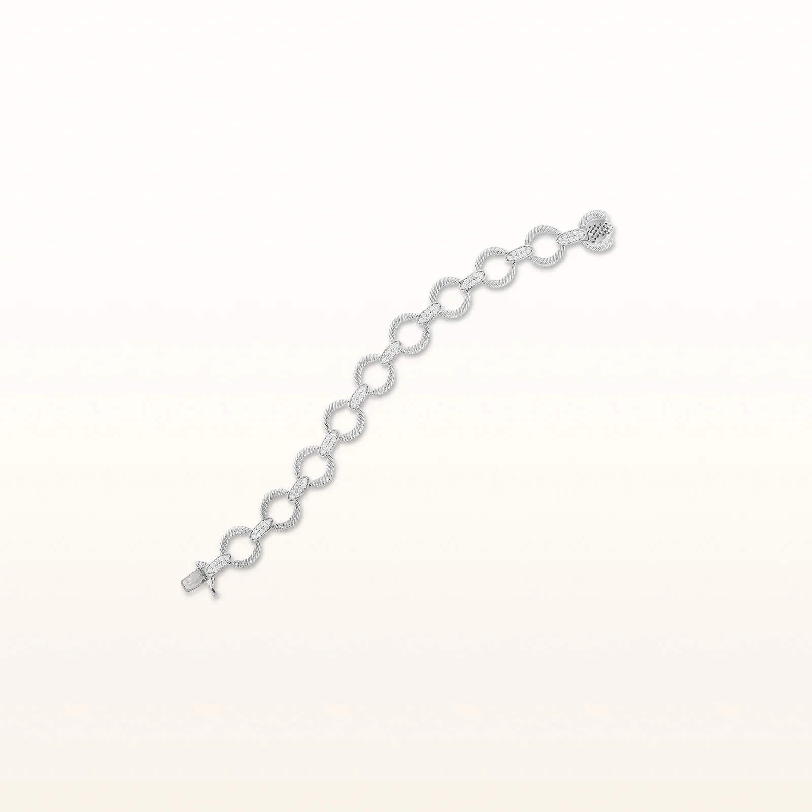 1.25 ctw Round Cable-Style Link Diamond Bracelet in 14kt White Gold - Image 3