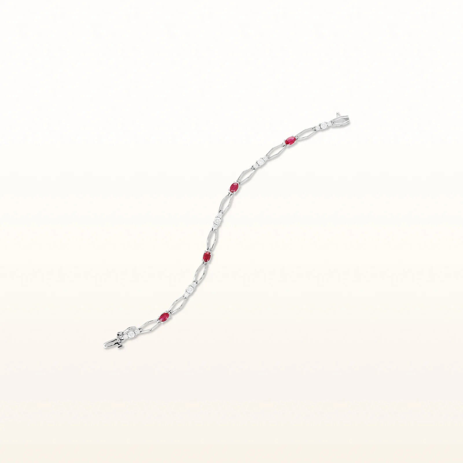 3.85 ctw Ruby and Diamond Hexagon Link Bracelet in 14kt White Gold - Image 3