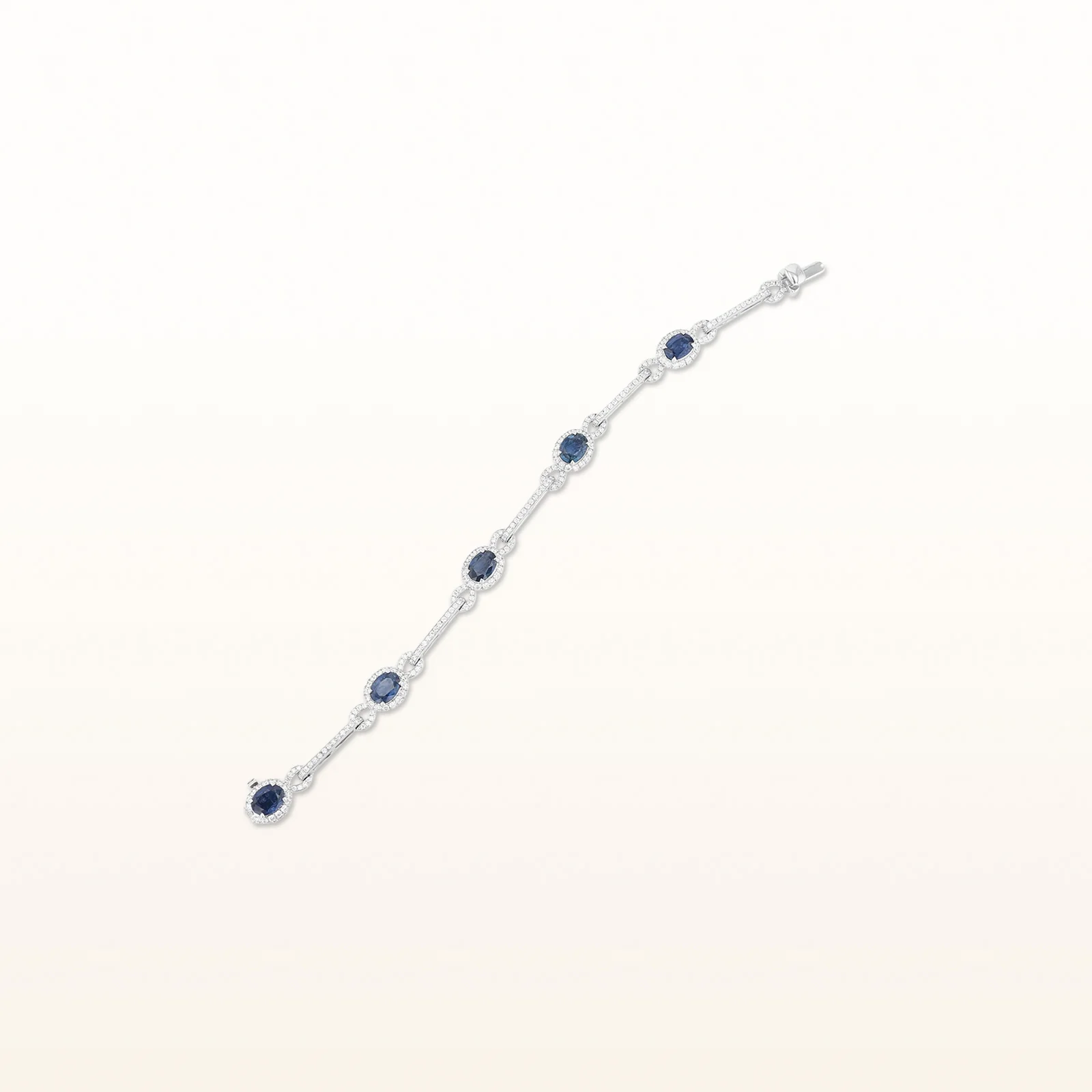 9.40 ctw Oval Blue Sapphire and Diamond Bracelet in 18kt White Gold - Image 3