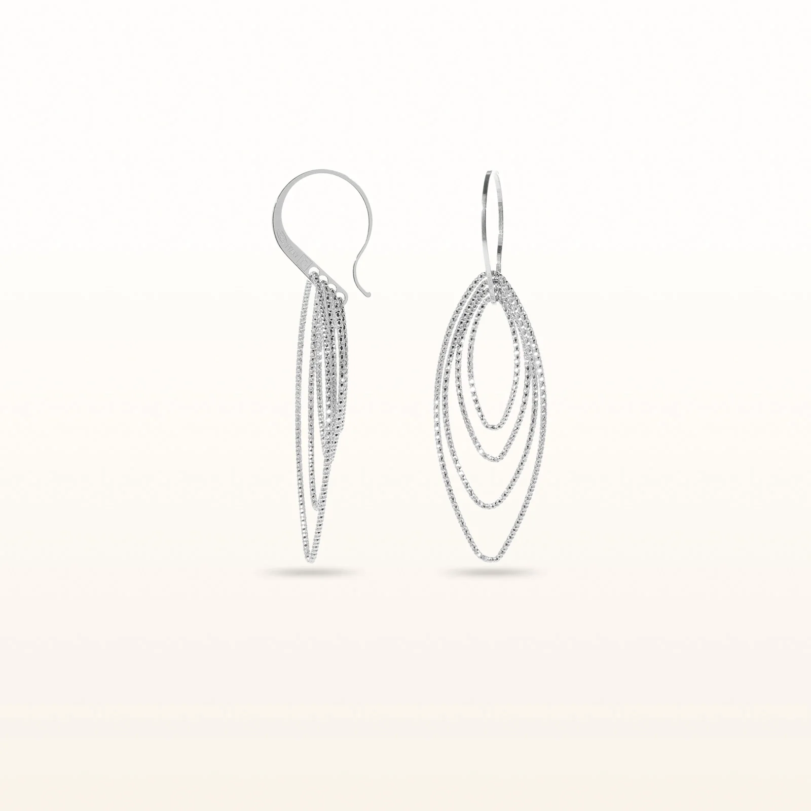 925 Sterling Silver Diamond Cut Marquise Shaped Drop Earrings - Image 3