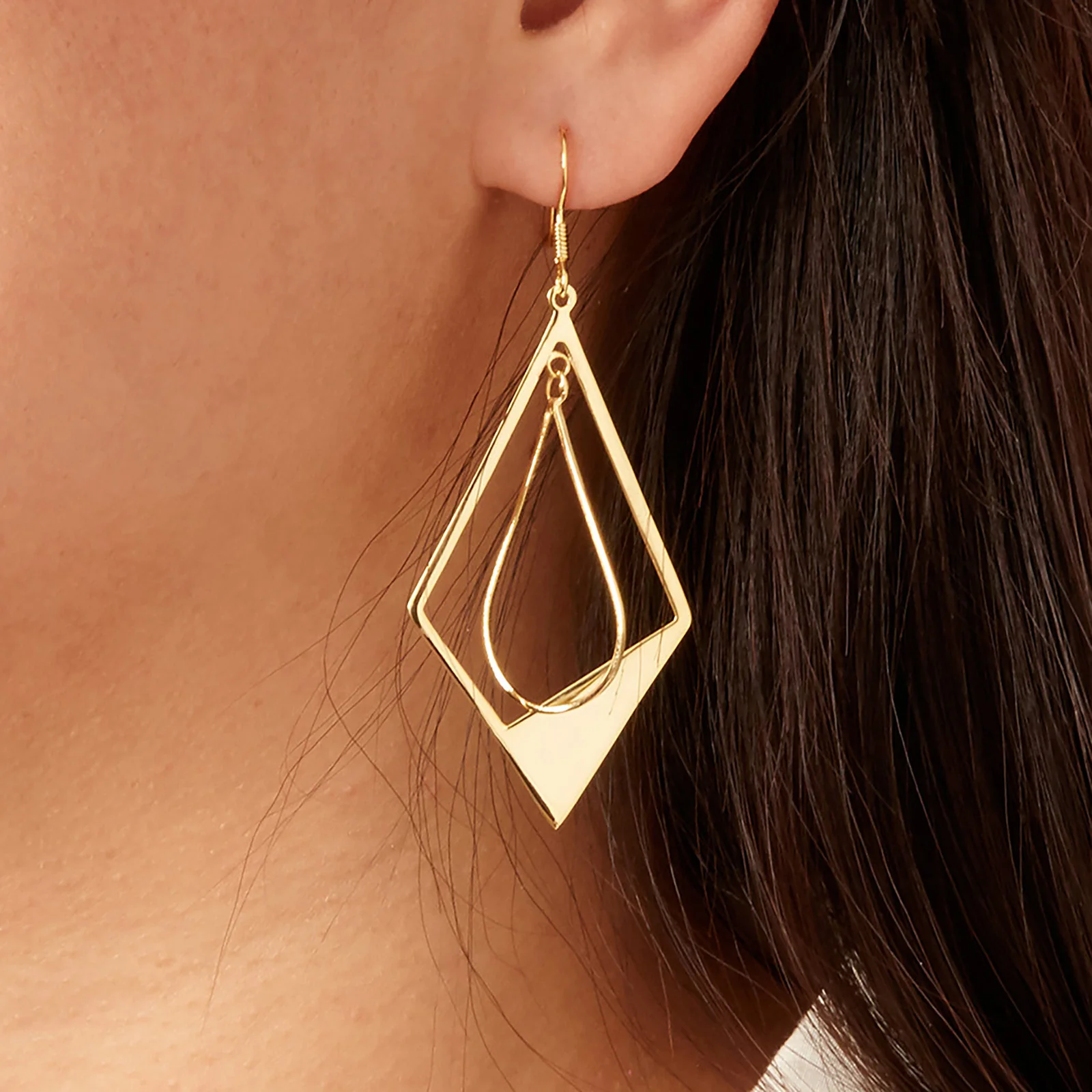 925 Sterling Silver Dual Shape Dangle Earrings - Image 5