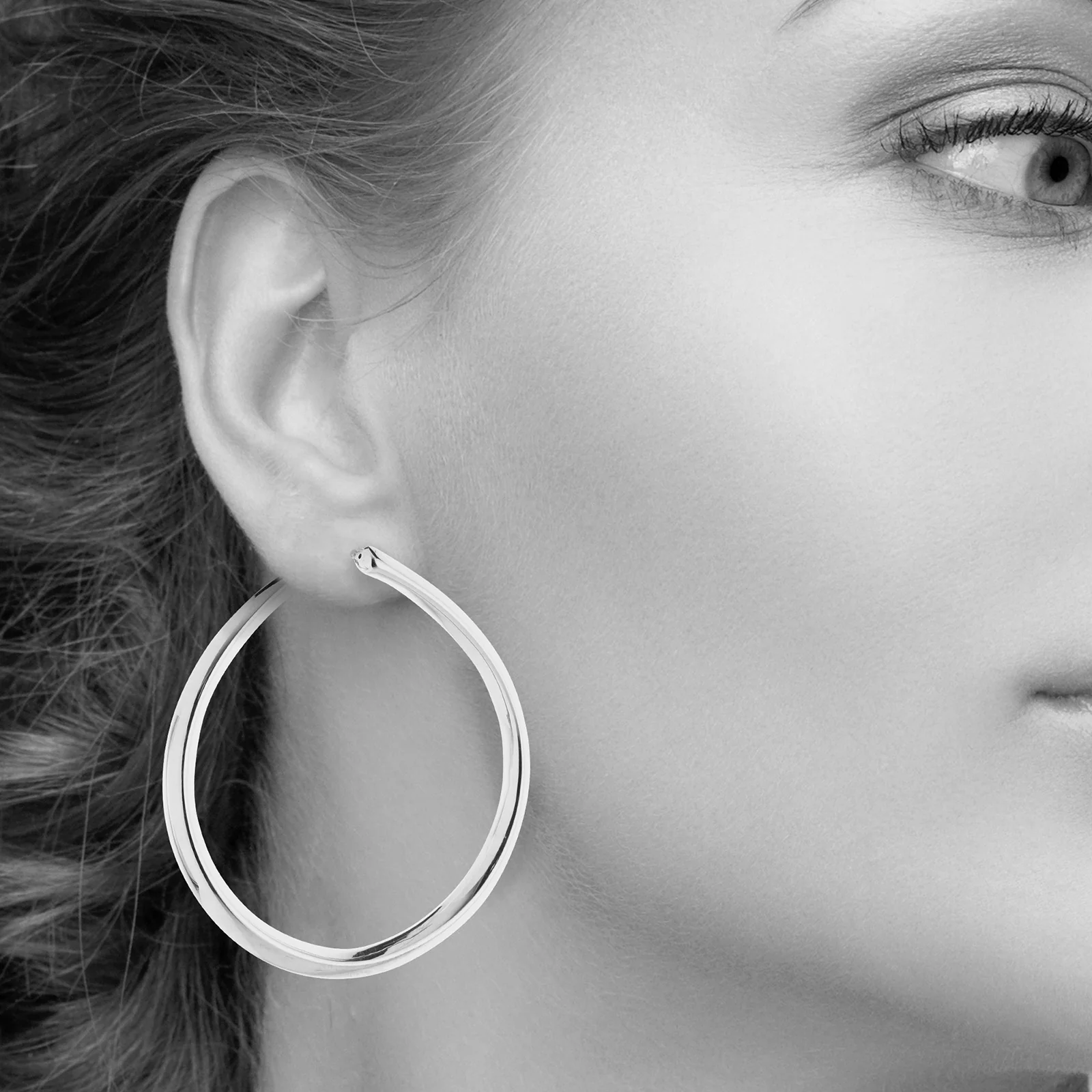 925 Sterling Silver Large Teardrop Hoop Earrings - Image 3