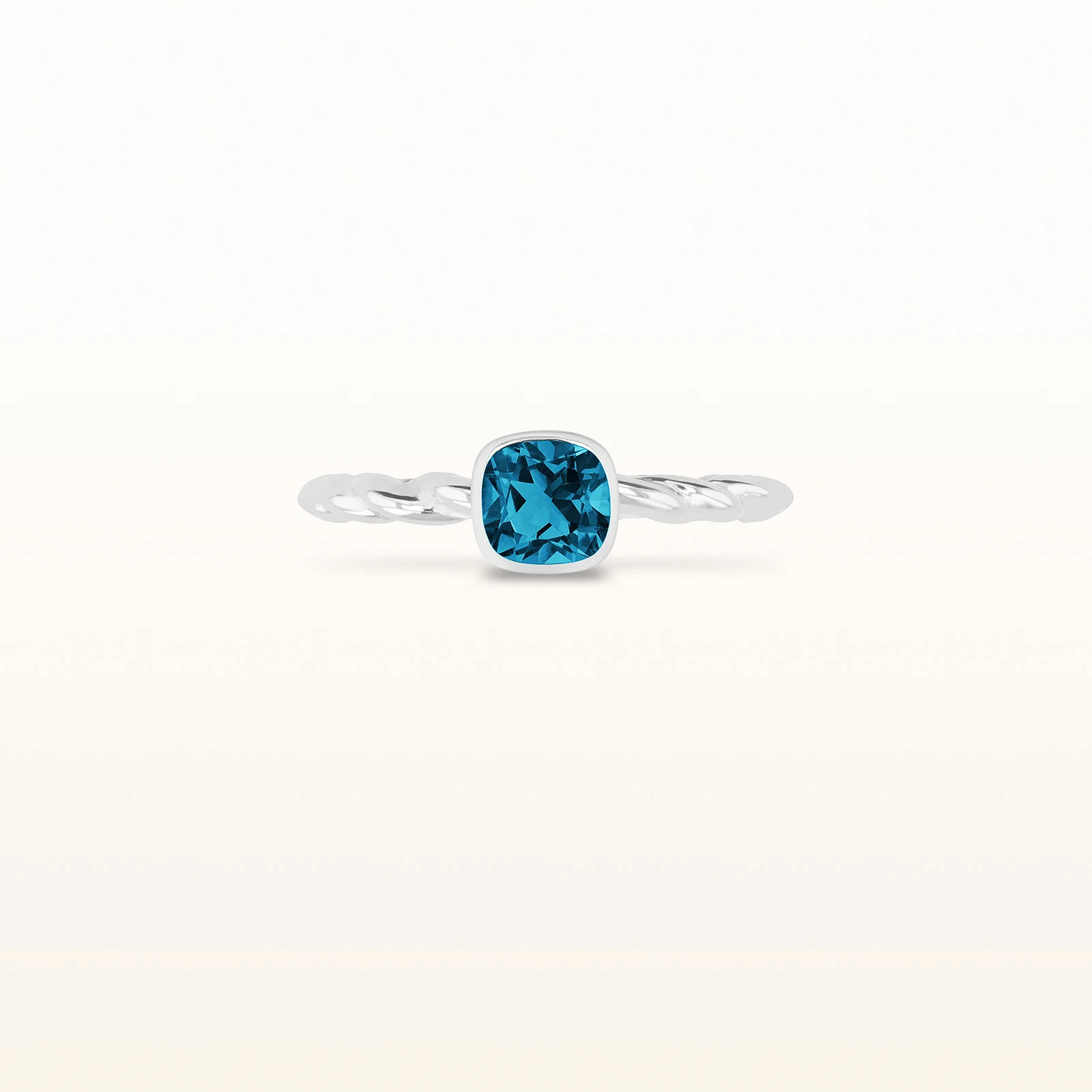 5 x 5 mm Cushion Cut Gemstone Stackable Rope Style Ring in 14kt White Gold - Image 12