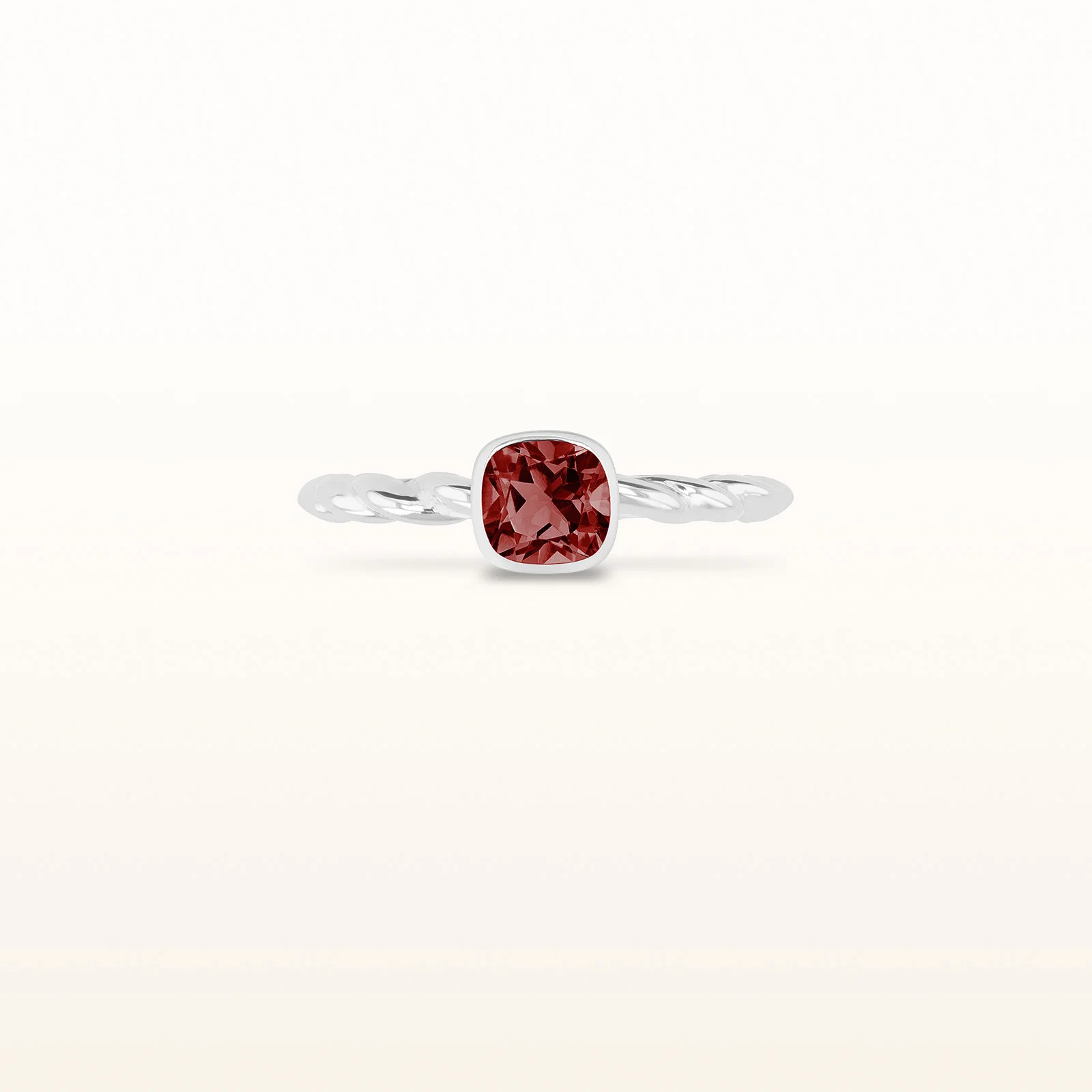 5 x 5 mm Cushion Cut Gemstone Stackable Rope Style Ring in 14kt White Gold - Image 9