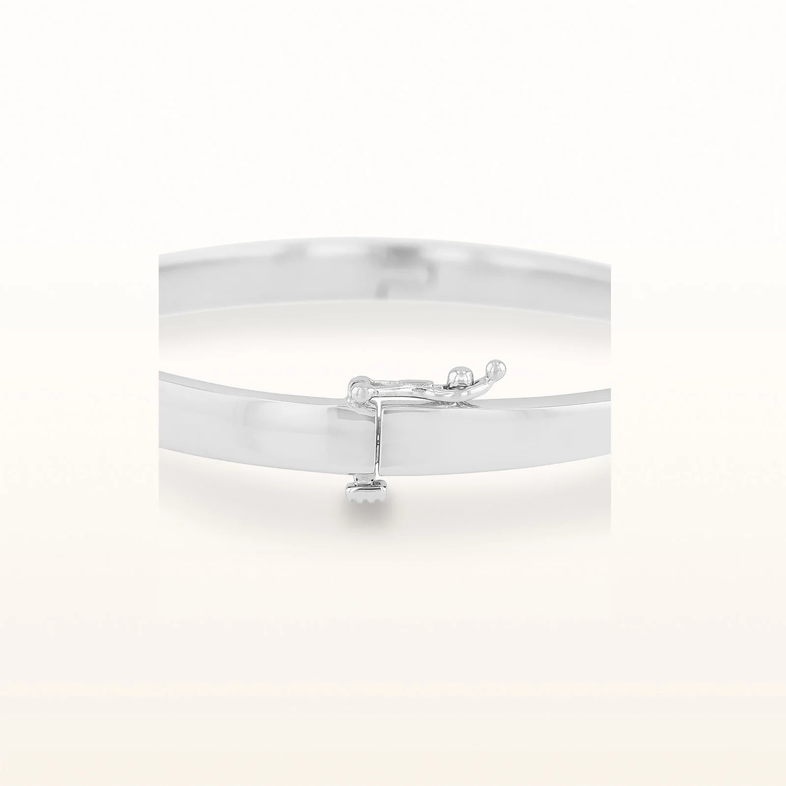Diamond or Gemstone Solitaire Hinged Bangle Bracelet in 14kt White Gold - Image 3