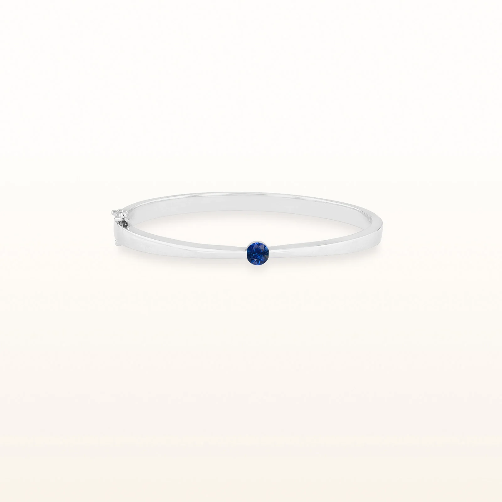 Diamond or Gemstone Solitaire Hinged Bangle Bracelet in 14kt White Gold - Image 5