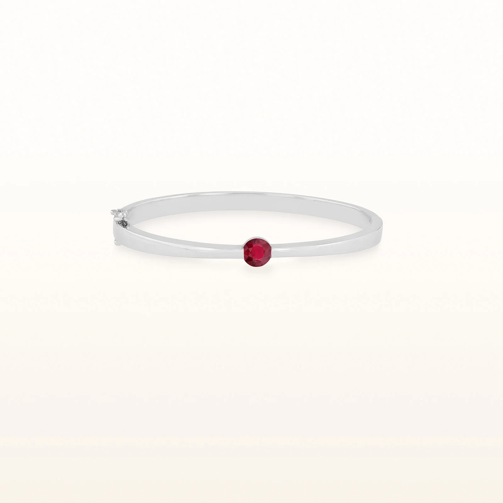 Diamond or Gemstone Solitaire Hinged Bangle Bracelet in 14kt White Gold - Image 7