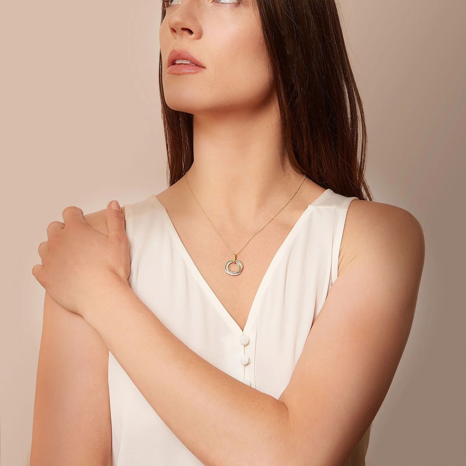 Diamond Trinity Pendant in 14kt Tri-Color Gold - Image 3