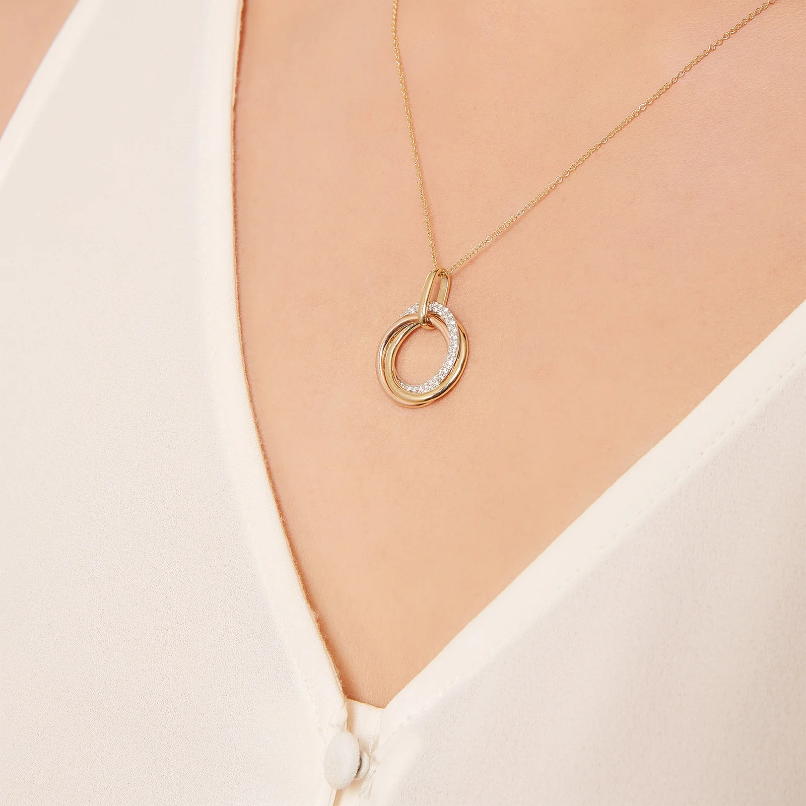 Diamond Trinity Pendant in 14kt Tri-Color Gold - Image 5