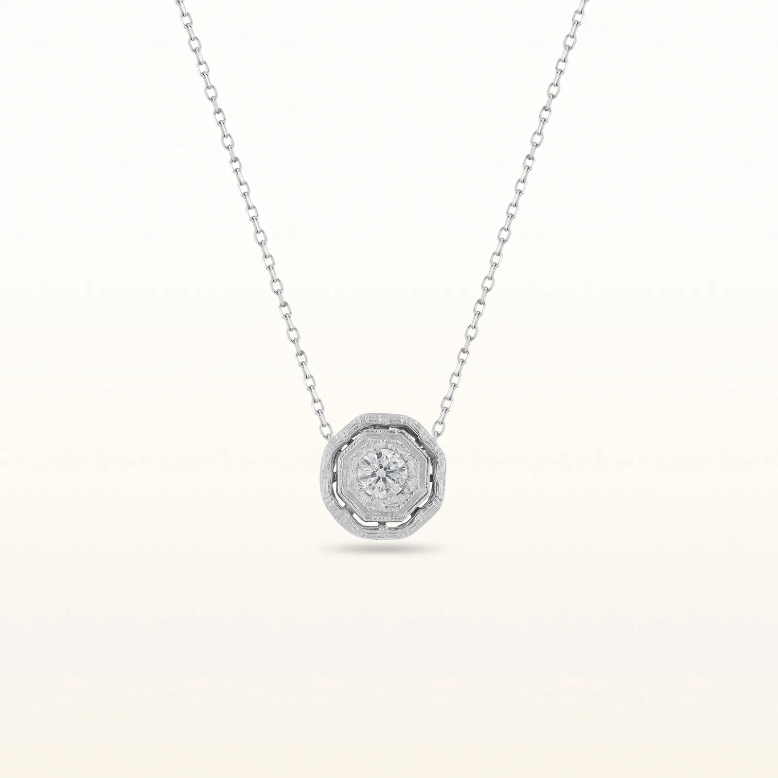 Filigree Gemstone or Diamond Pendant in 14kt White Gold - Image 3