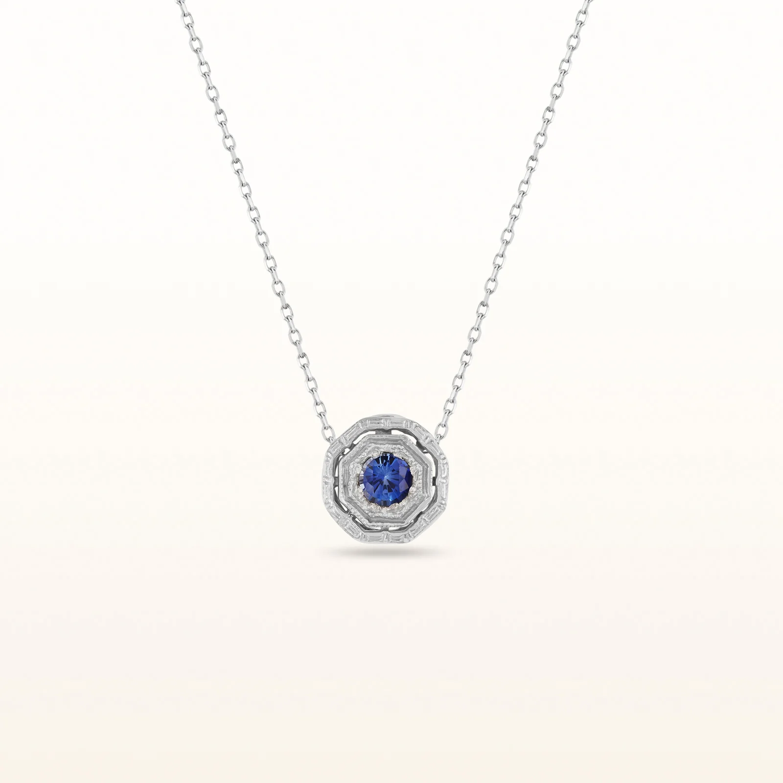 Filigree Gemstone or Diamond Pendant in 14kt White Gold - Image 4