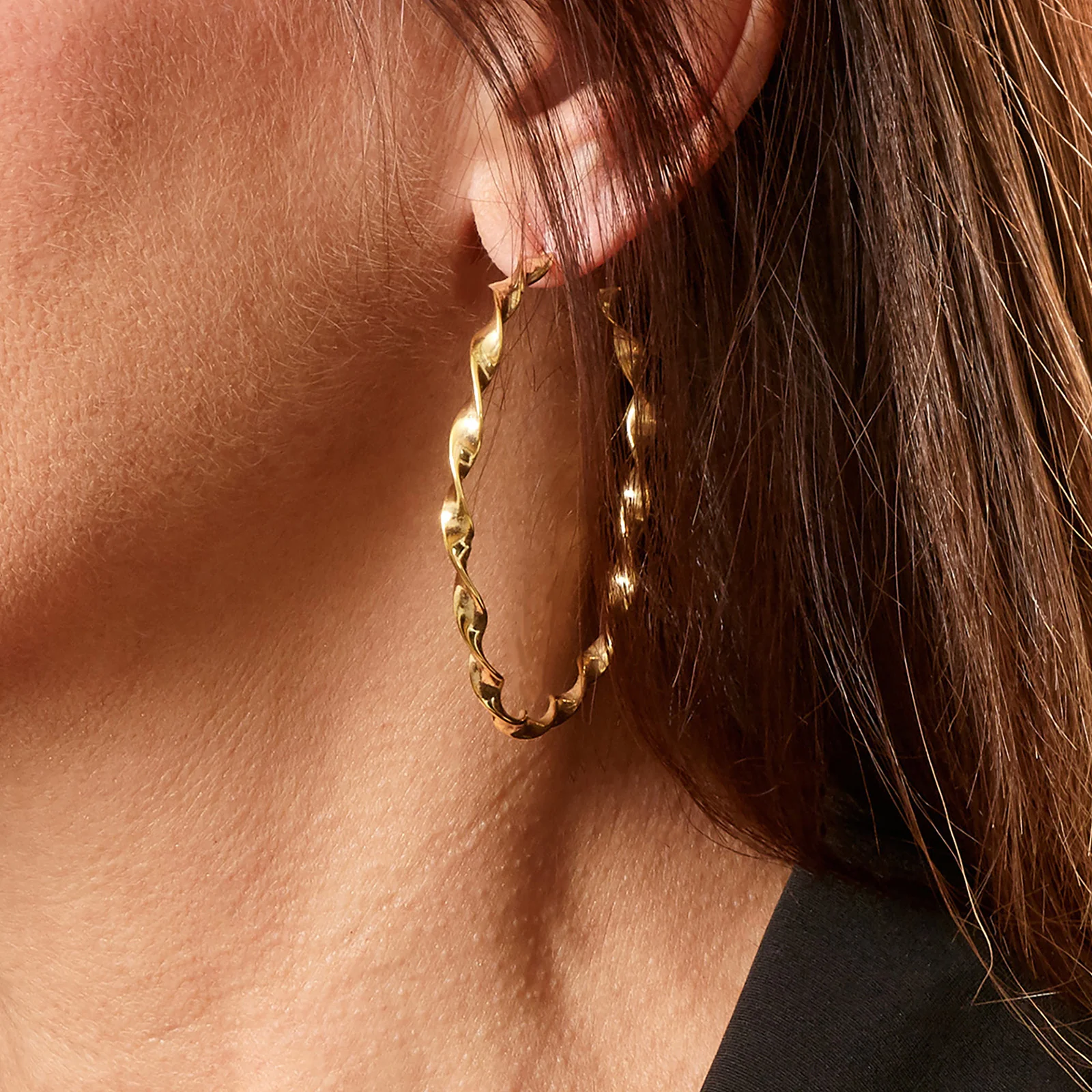 Gold Plated 925 Sterling Silver Large Twisted Hoop Earrings - Image 4