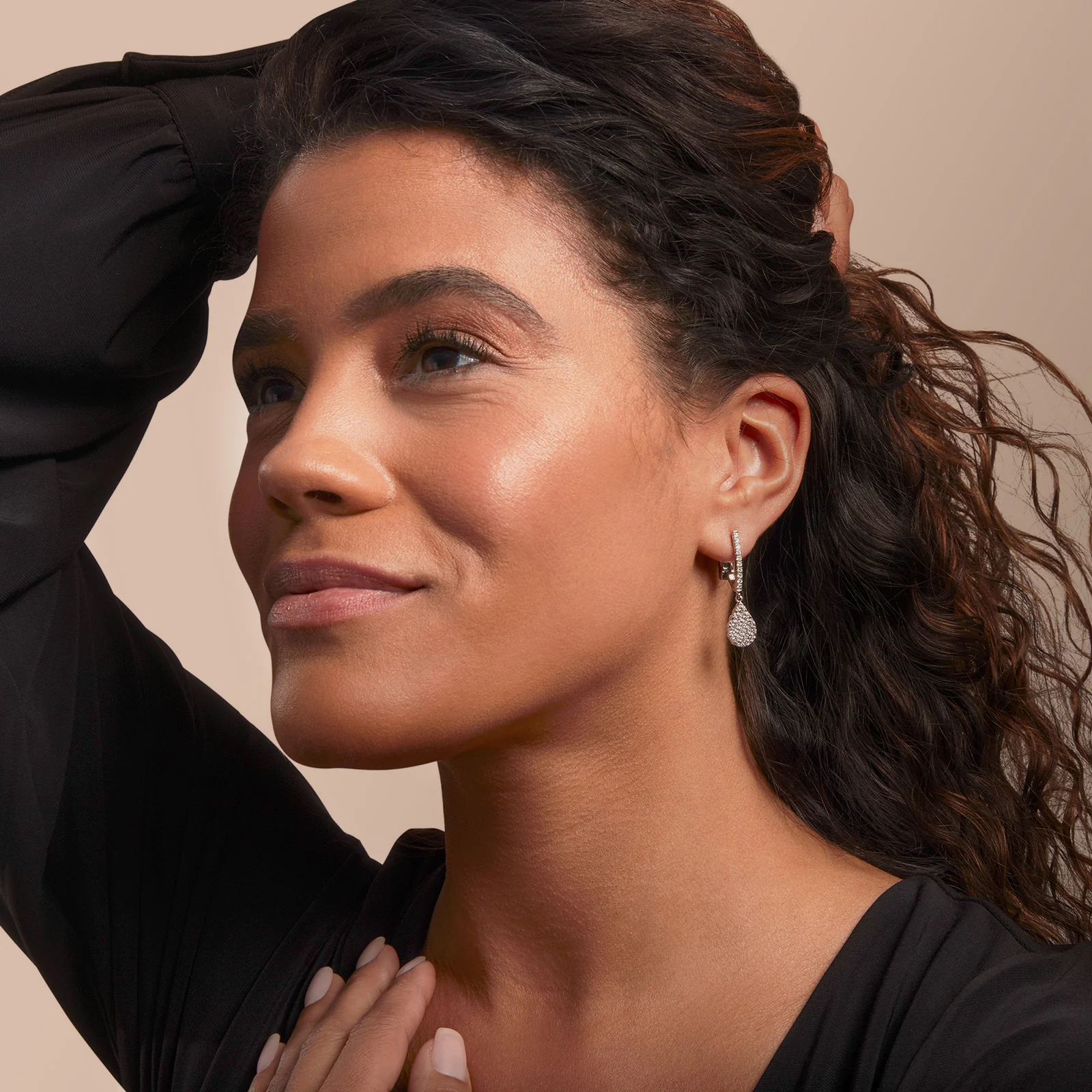 Invisible Set Diamond Pear Shaped Earrings in 18kt White Gold - Image 5