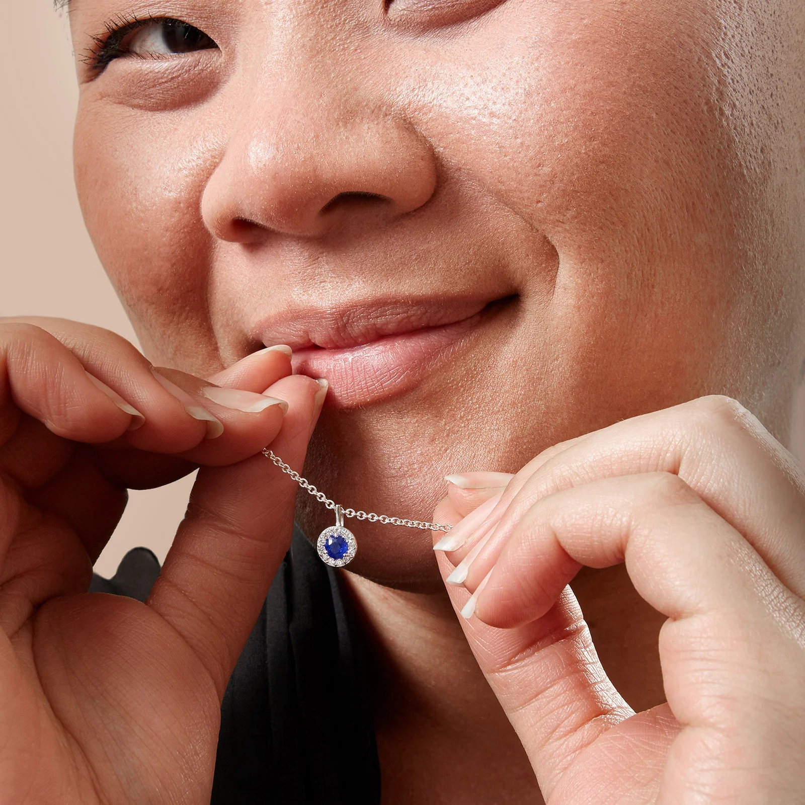 4.0 mm Gemstone and Diamond Margarita-Style Halo Pendant in 14kt White Gold - Image 5