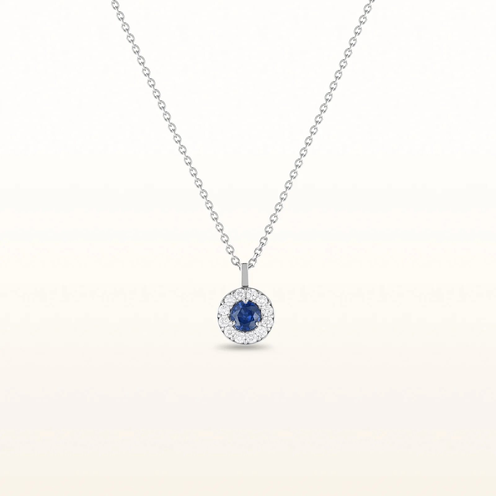 4.0 mm Gemstone and Diamond Margarita-Style Halo Pendant in 14kt White Gold - Image 6
