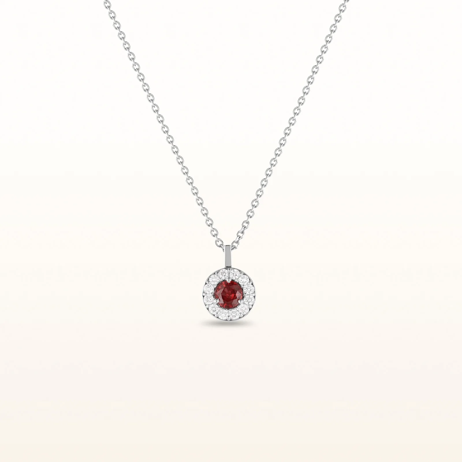 4.0 mm Gemstone and Diamond Margarita-Style Halo Pendant in 14kt White Gold - Image 7