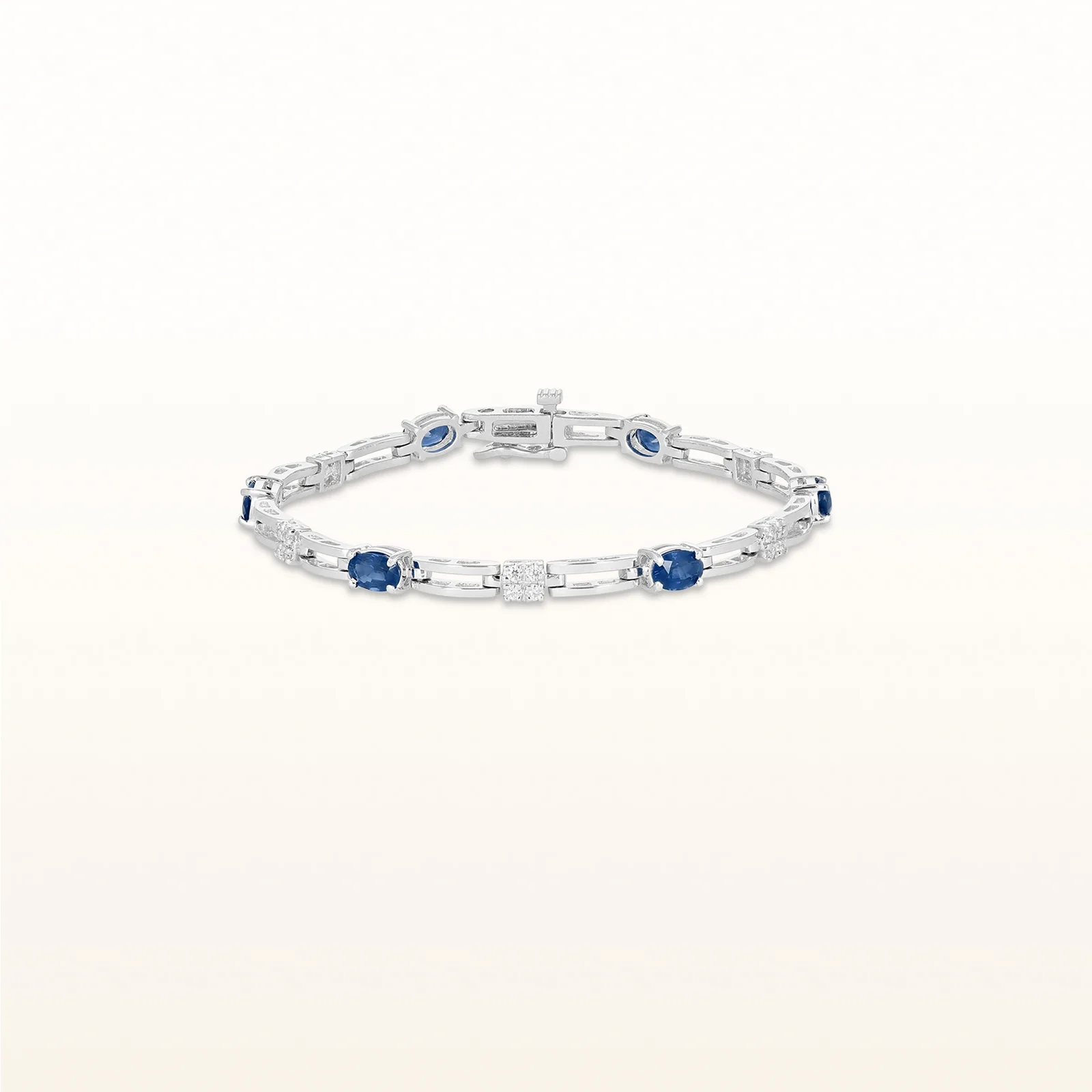Oval Gemstone Open Bar Link Bracelet with Diamond Accents - Image 6