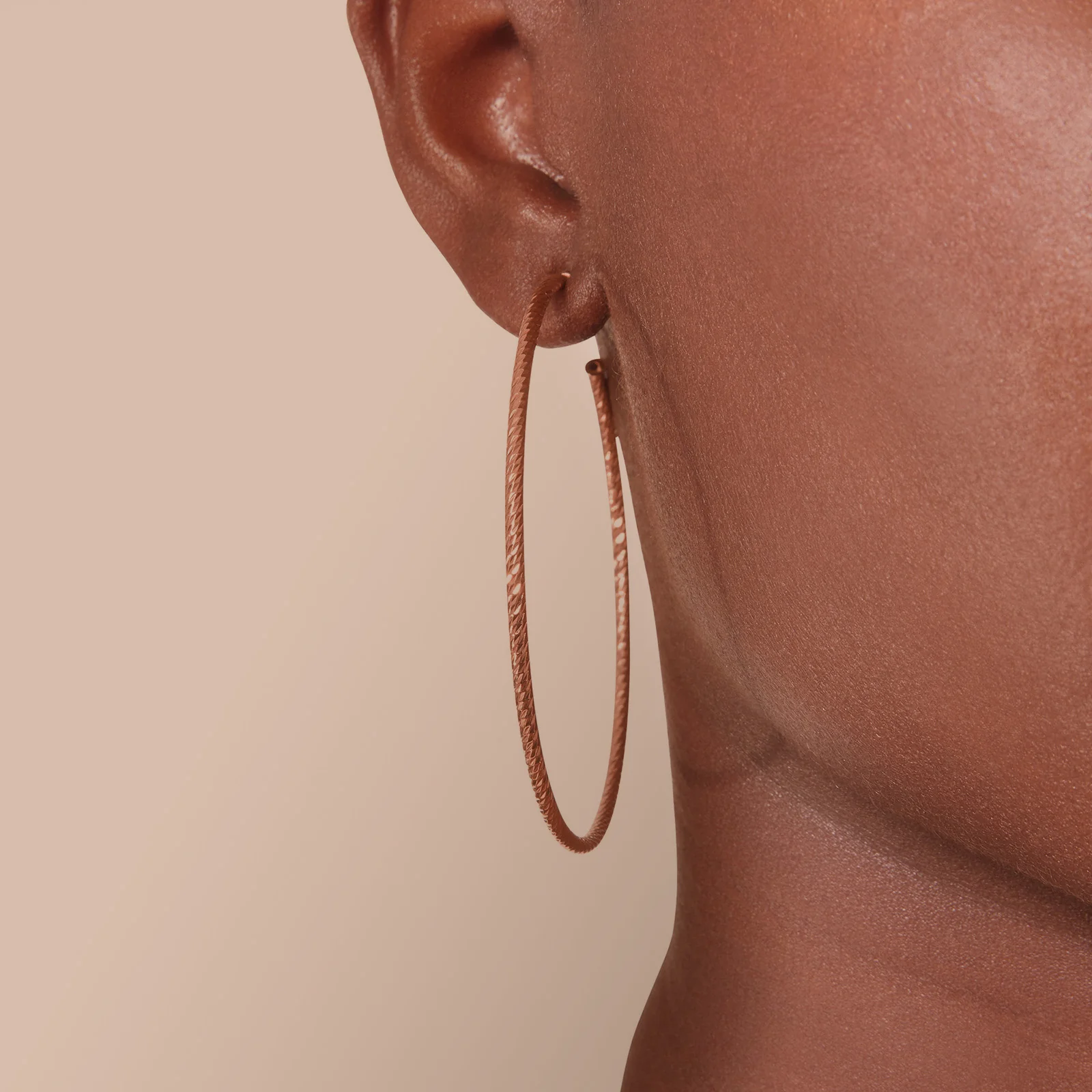 Rose Gold Plated 925 Sterling Silver 2.5-Inch Diamond Cut Hoop Earrings - Image 5