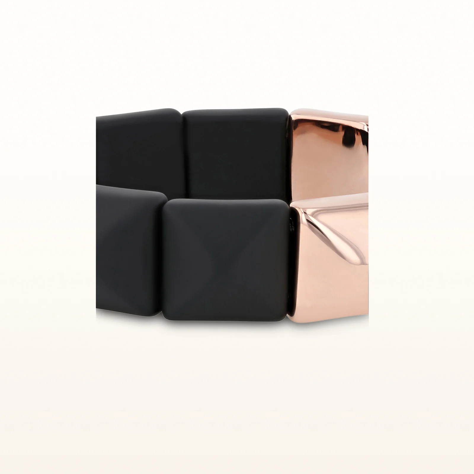 Rose Gold Plated 925 Sterling Silver and Rubber Square Stretch Bracelet - Image 3