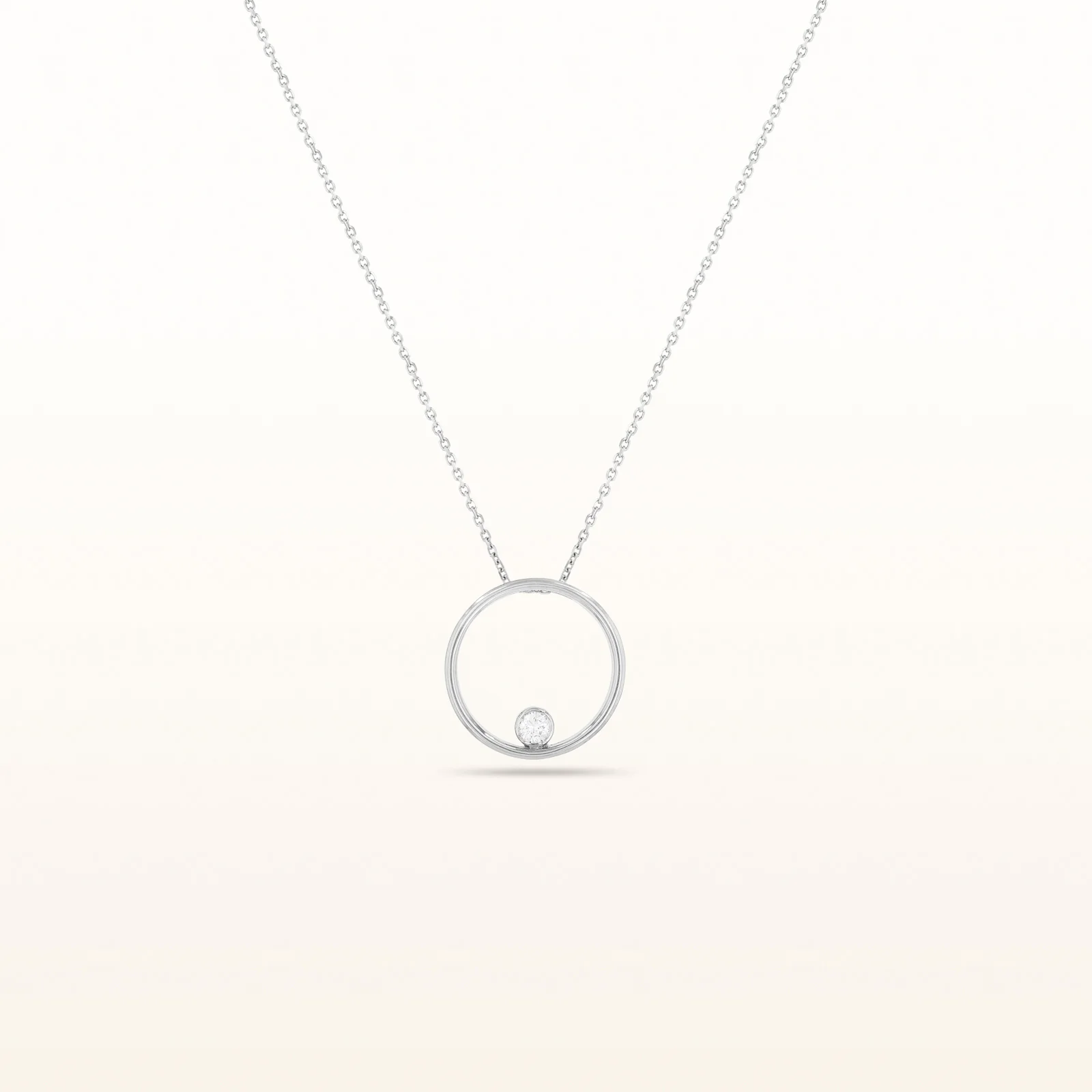 Round Diamond Circle Pendant in 14kt White Gold - Image 6