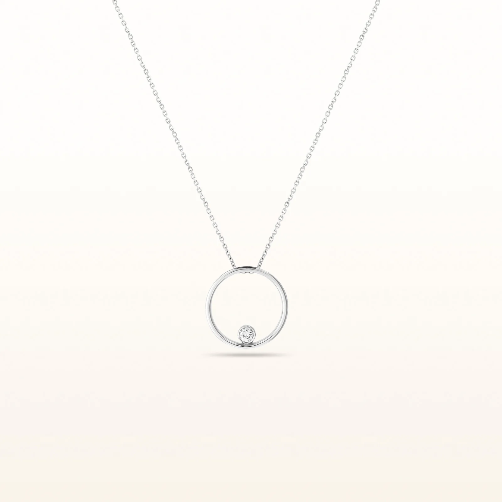 Round Diamond Circle Pendant in 14kt White Gold - Image 7