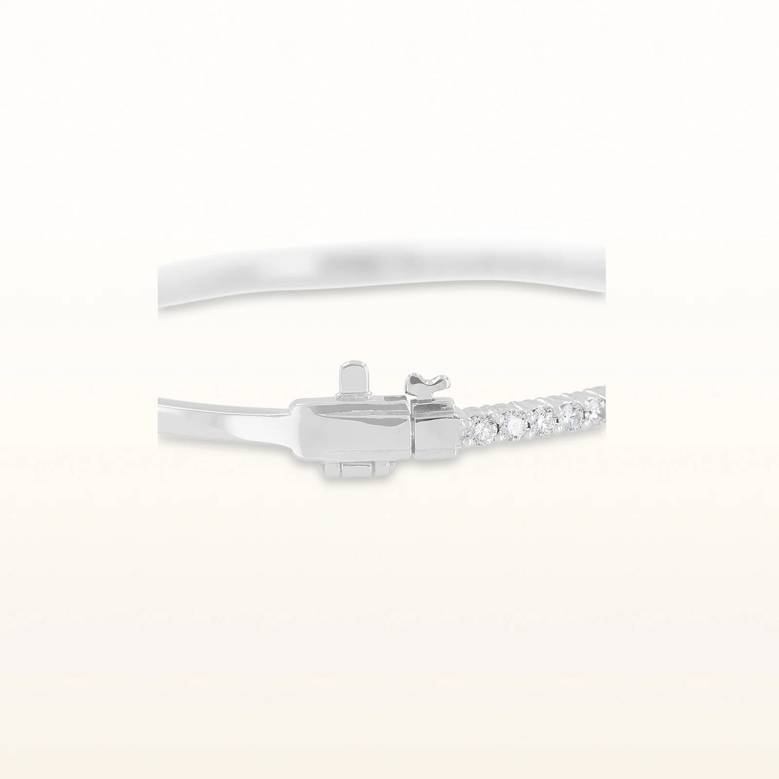 Round Diamond Evil Eye Hinged Bangle Bracelet in 14kt White Gold - Image 3