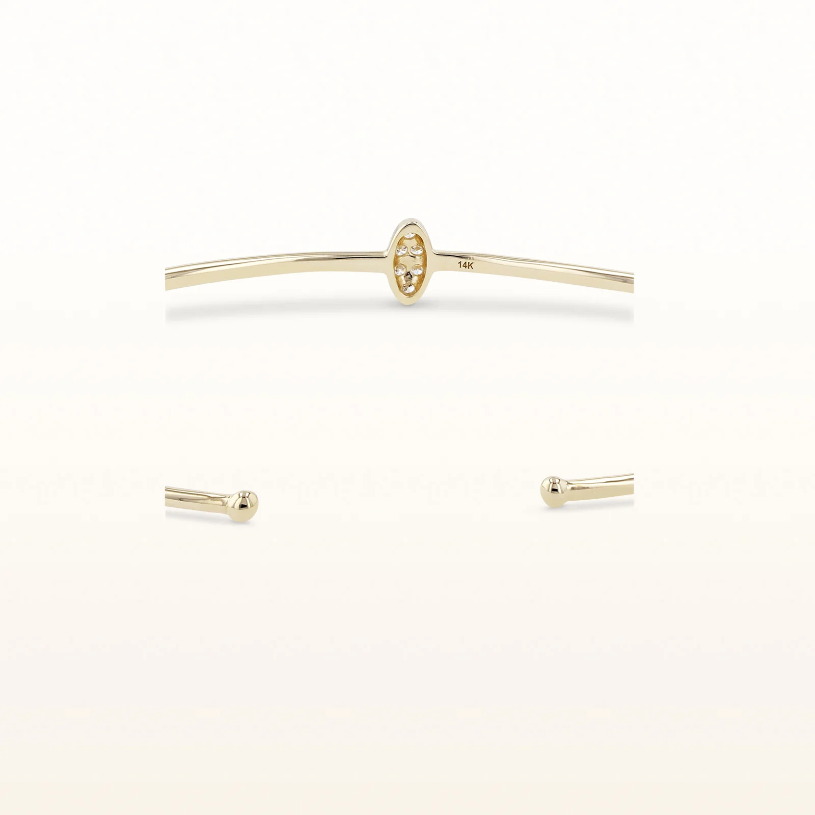 Round Diamond Marquise Shaped Cluster Cuff Bracelet - Image 3