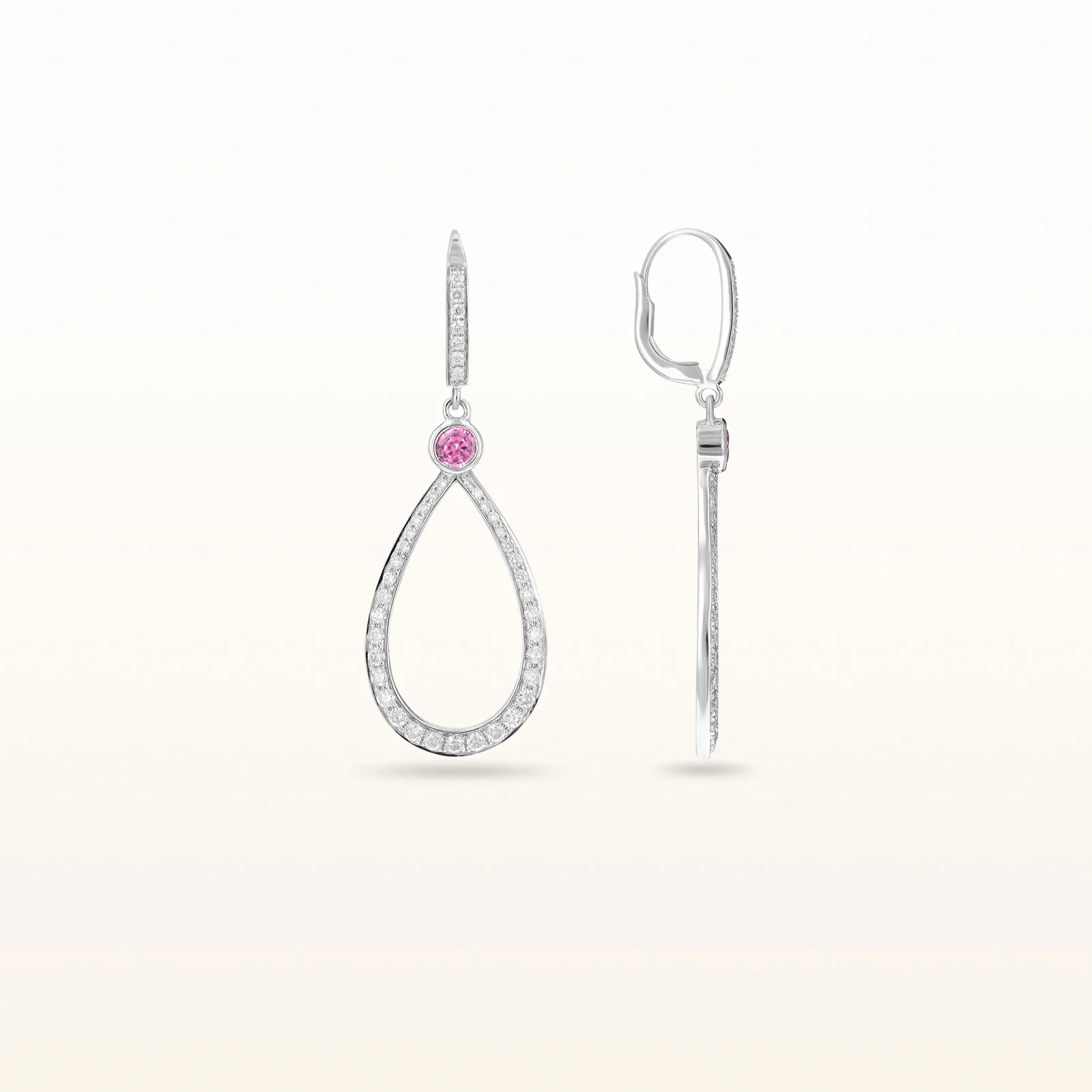 Round Diamond or Gemstone Teardrop Dangle Earrings in 14kt White Gold - Image 10