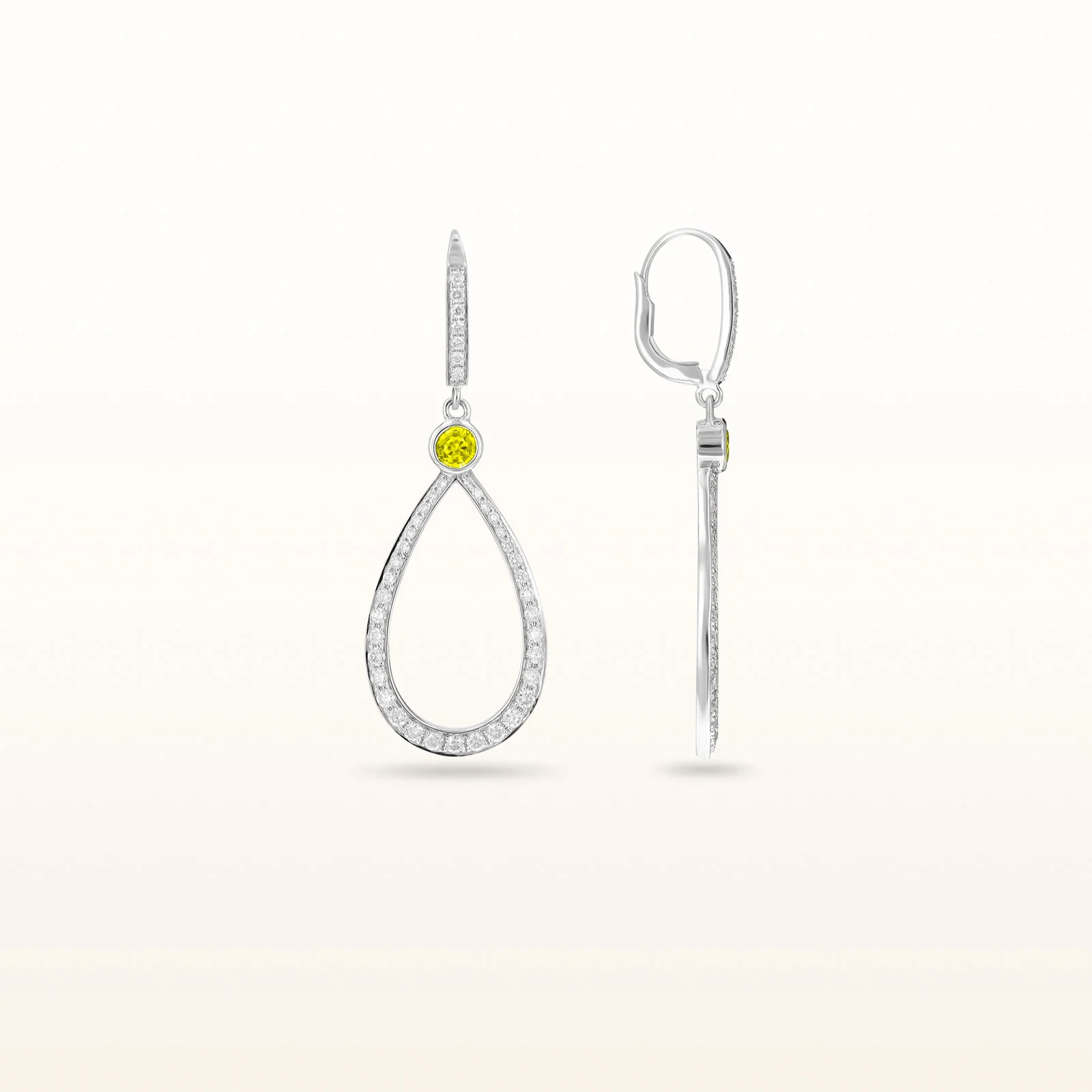 Round Diamond or Gemstone Teardrop Dangle Earrings in 14kt White Gold - Image 12