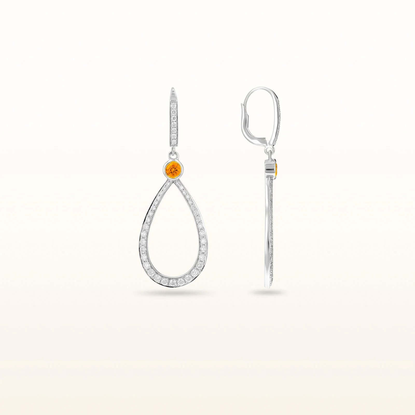 Round Diamond or Gemstone Teardrop Dangle Earrings in 14kt White Gold - Image 14