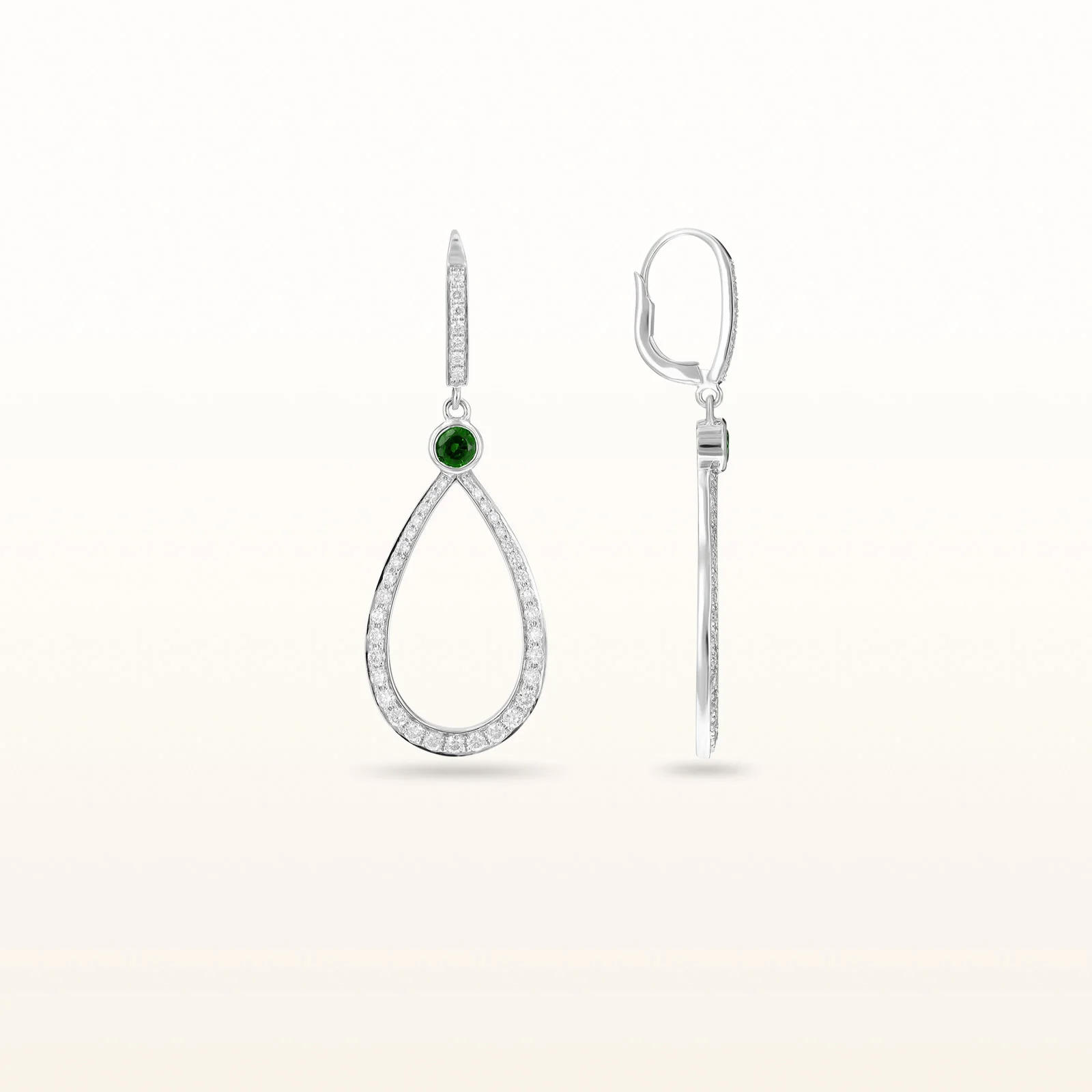 Round Diamond or Gemstone Teardrop Dangle Earrings in 14kt White Gold - Image 18