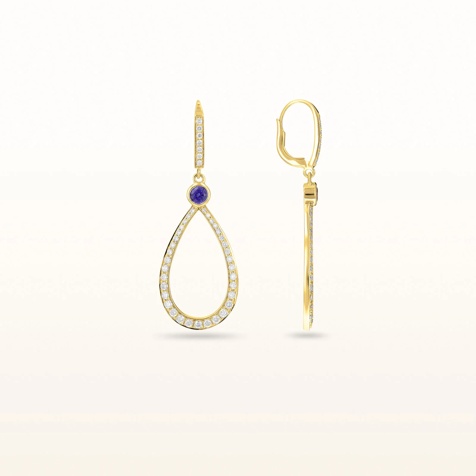 Round Diamond or Gemstone Teardrop Dangle Earrings in 14kt White Gold - Image 21