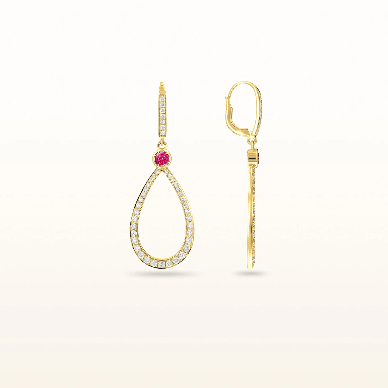 Round Diamond or Gemstone Teardrop Dangle Earrings in 14kt White Gold - Image 25