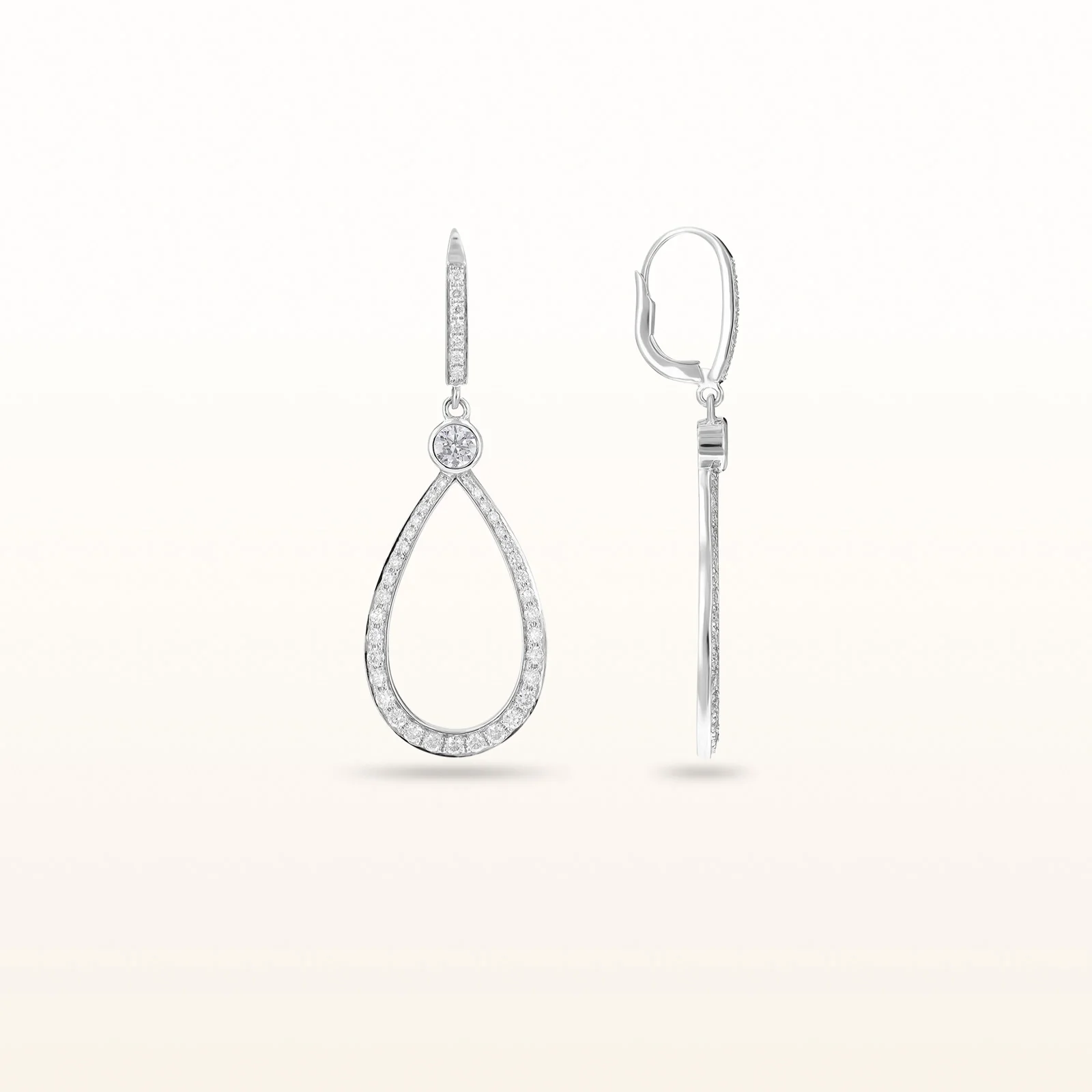 Round Diamond or Gemstone Teardrop Dangle Earrings in 14kt White Gold - Image 4