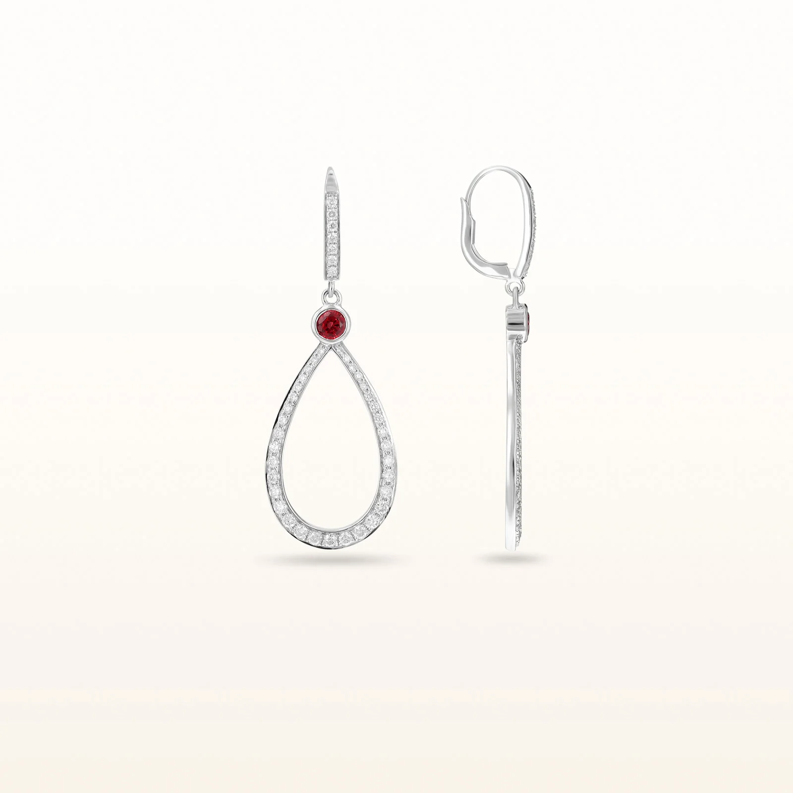 Round Diamond or Gemstone Teardrop Dangle Earrings in 14kt White Gold - Image 6