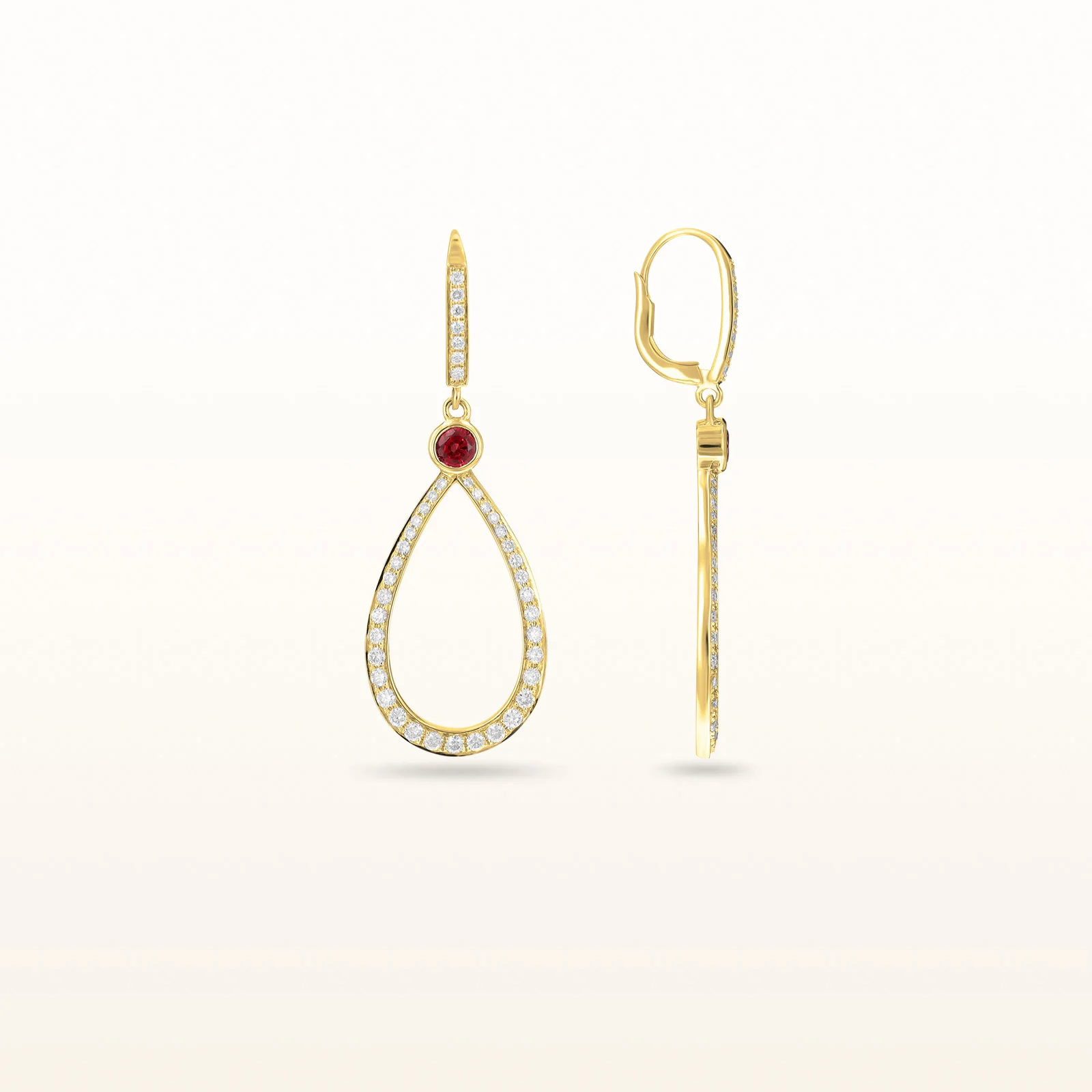 Round Diamond or Gemstone Teardrop Dangle Earrings in 14kt White Gold - Image 7