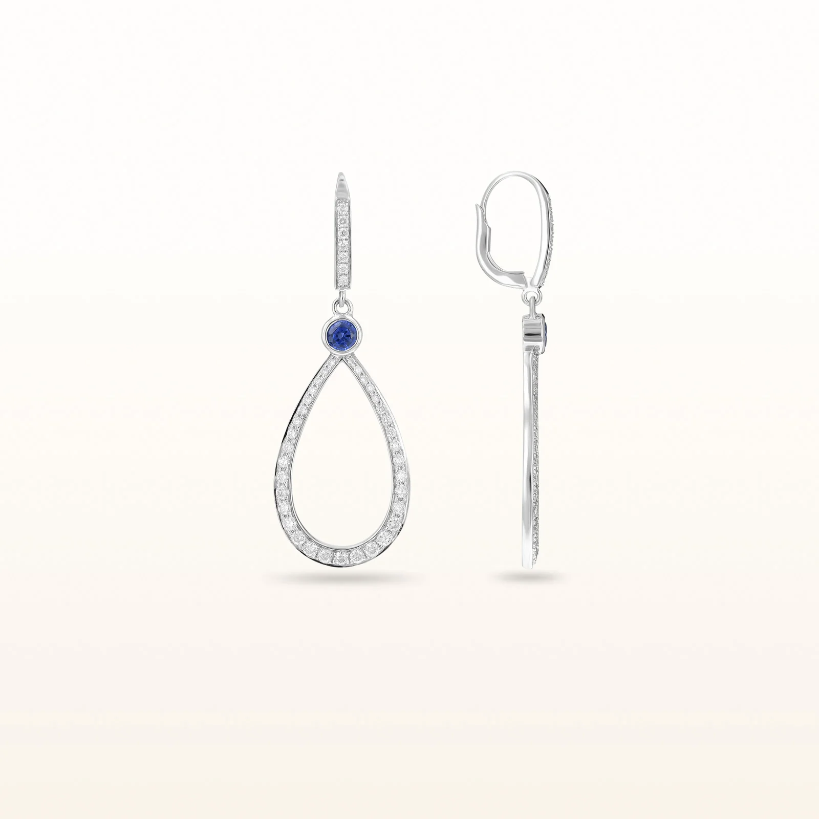 Round Diamond or Gemstone Teardrop Dangle Earrings in 14kt White Gold - Image 8