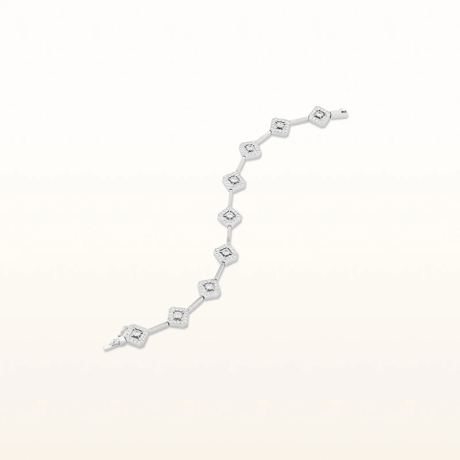 Round Diamond Square Link Bracelet in 14kt White Gold - Image 3