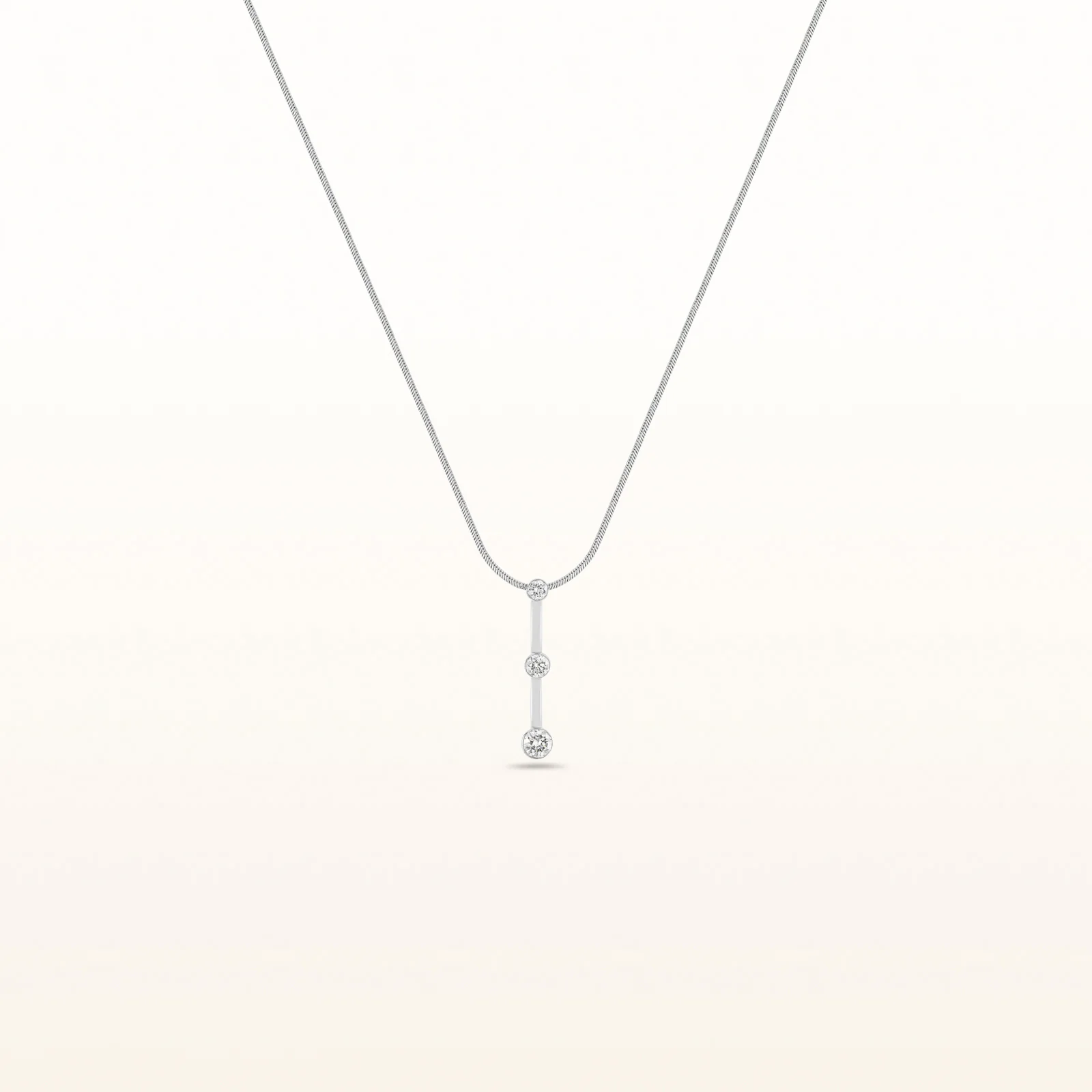 Round Diamond Three-Stone Pendant in 18kt White Gold - Image 6