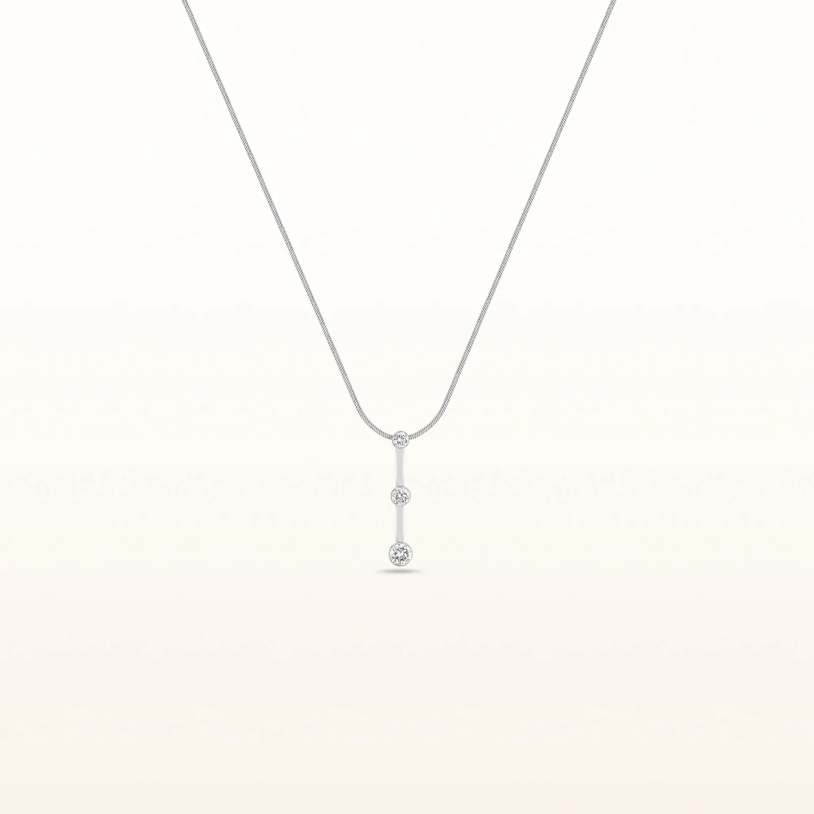 Round Diamond Three-Stone Pendant in 18kt White Gold - Image 7