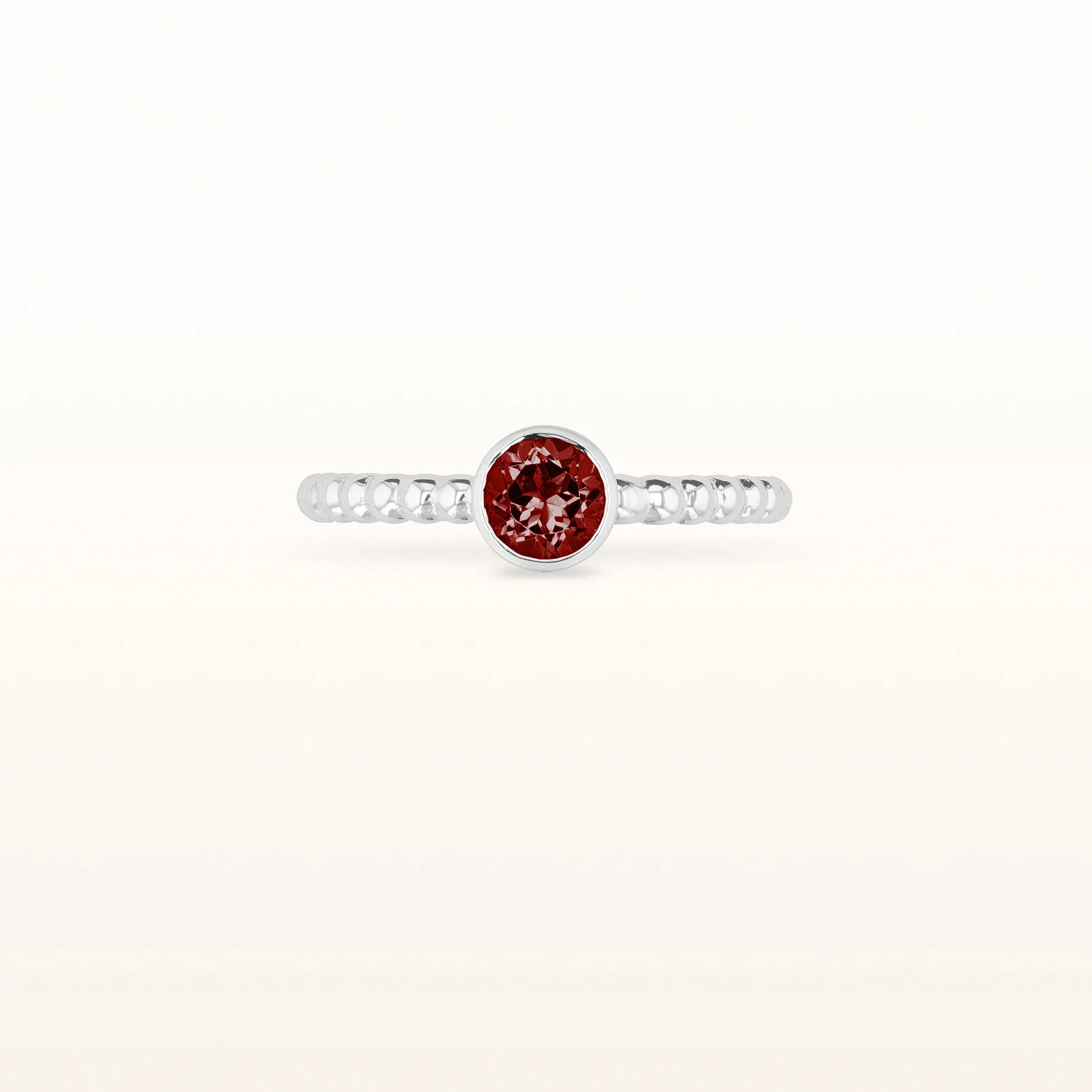 5.0 mm Round Gemstone Stackable Beaded Ring in 14kt White Gold - Image 10