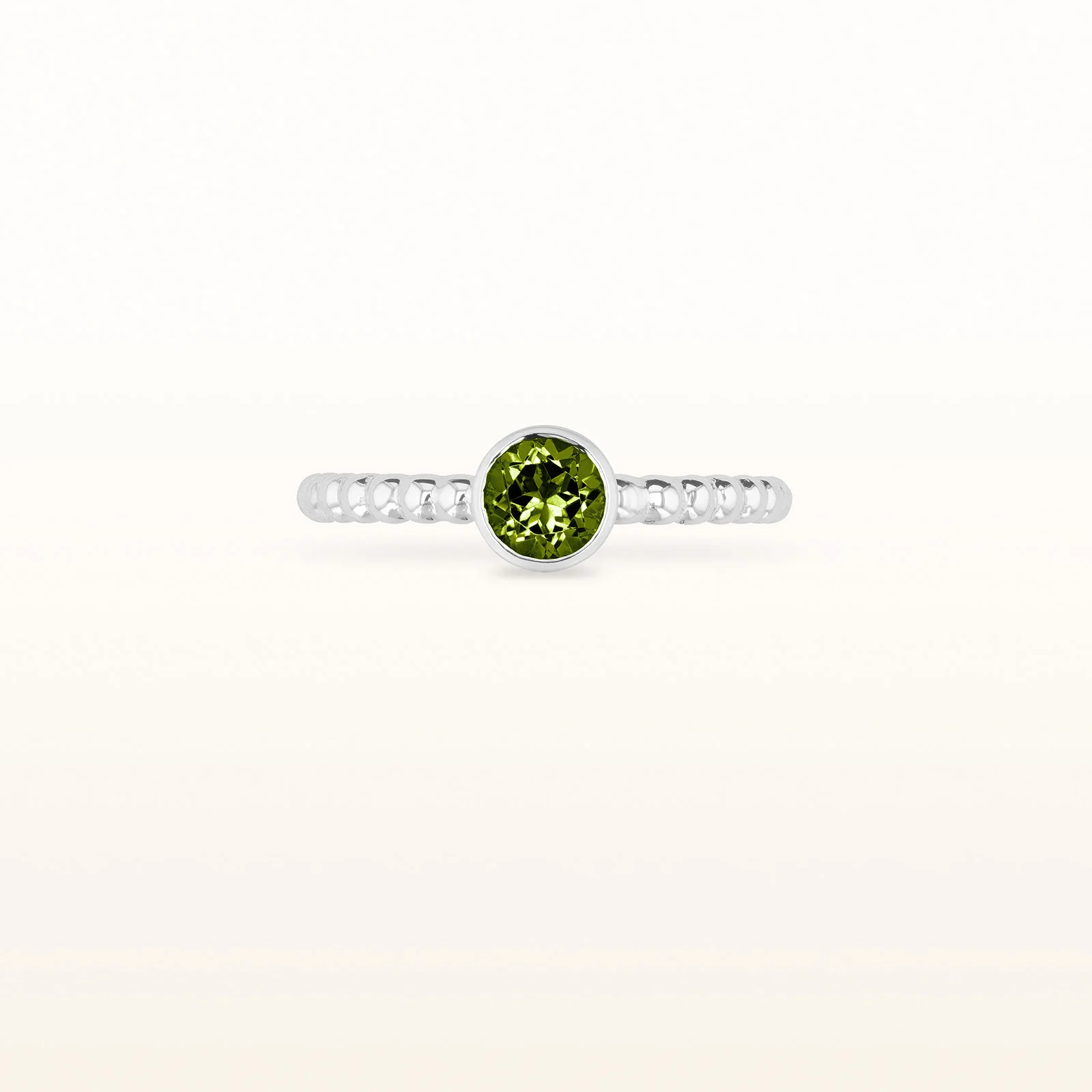 5.0 mm Round Gemstone Stackable Beaded Ring in 14kt White Gold - Image 11