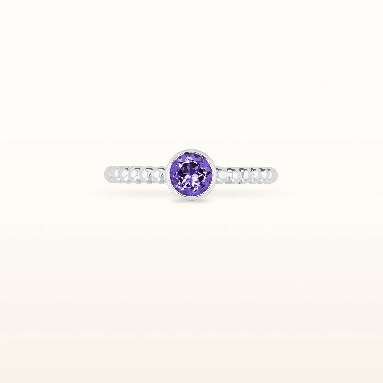 5.0 mm Round Gemstone Stackable Beaded Ring in 14kt White Gold - Image 12