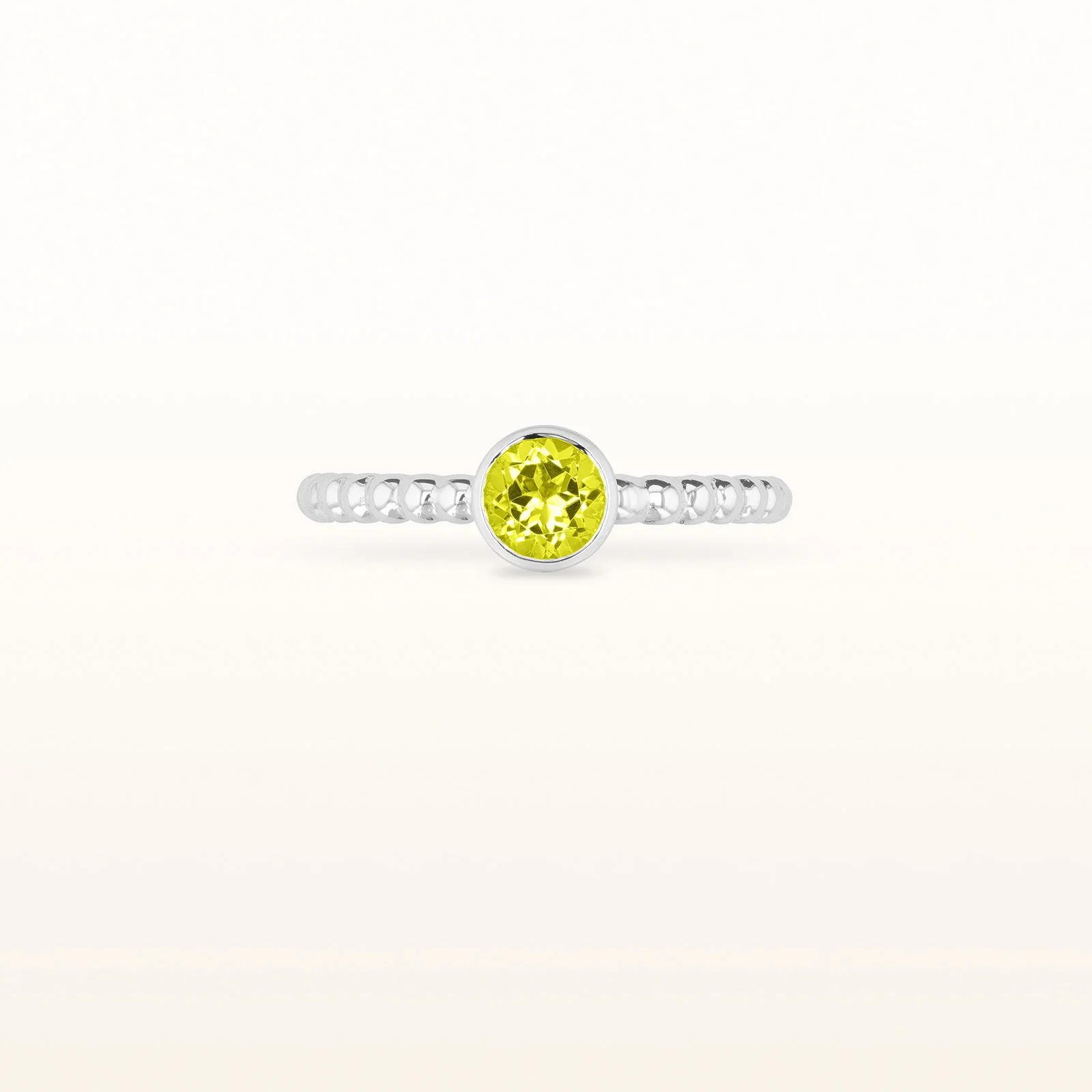 5.0 mm Round Gemstone Stackable Beaded Ring in 14kt White Gold - Image 14