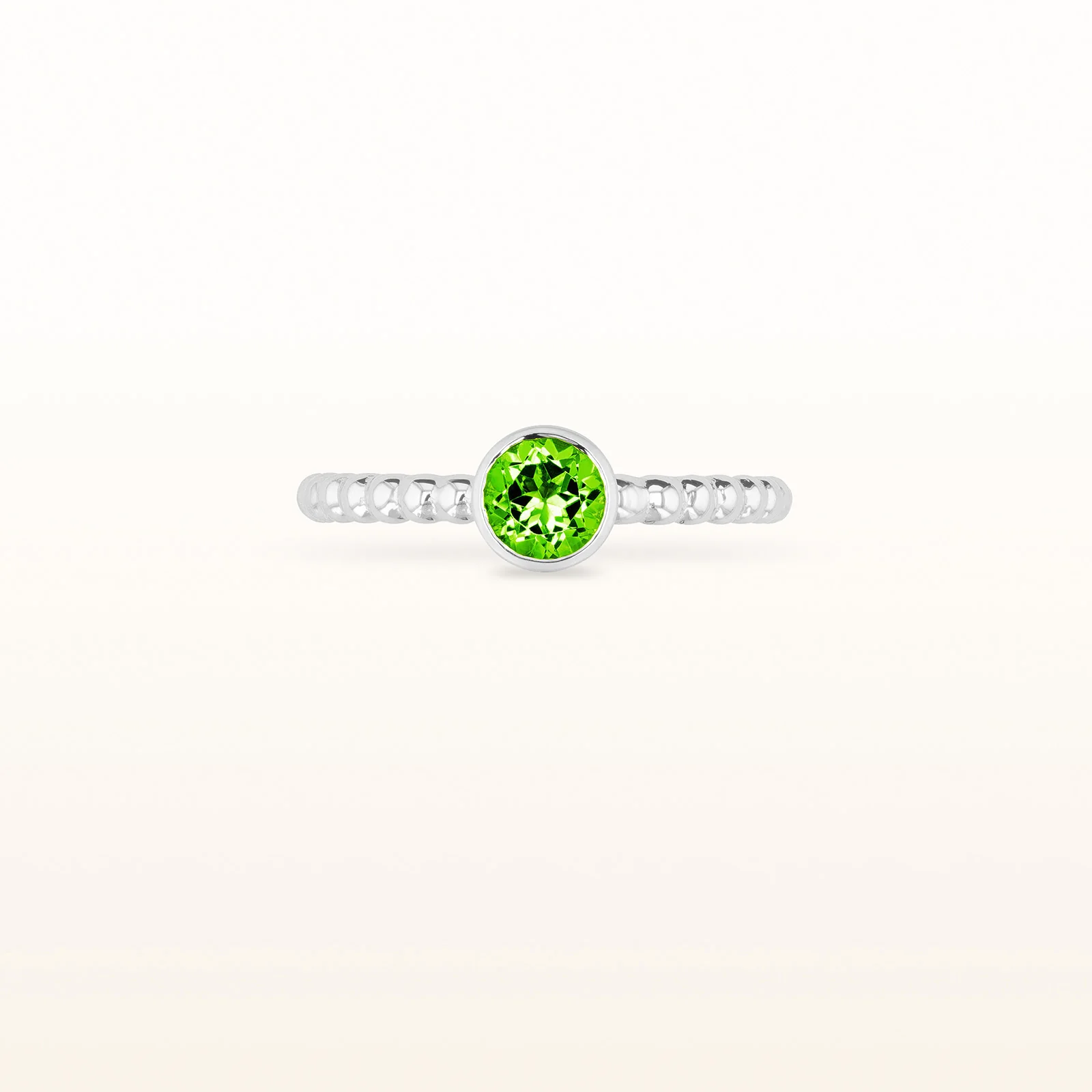 5.0 mm Round Gemstone Stackable Beaded Ring in 14kt White Gold - Image 16