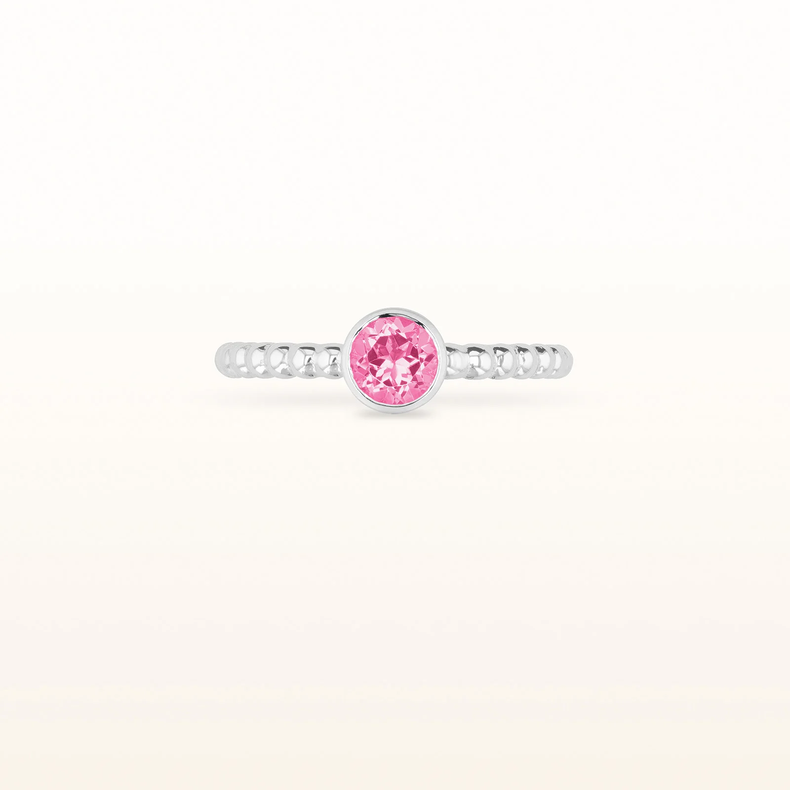 5.0 mm Round Gemstone Stackable Beaded Ring in 14kt White Gold - Image 17