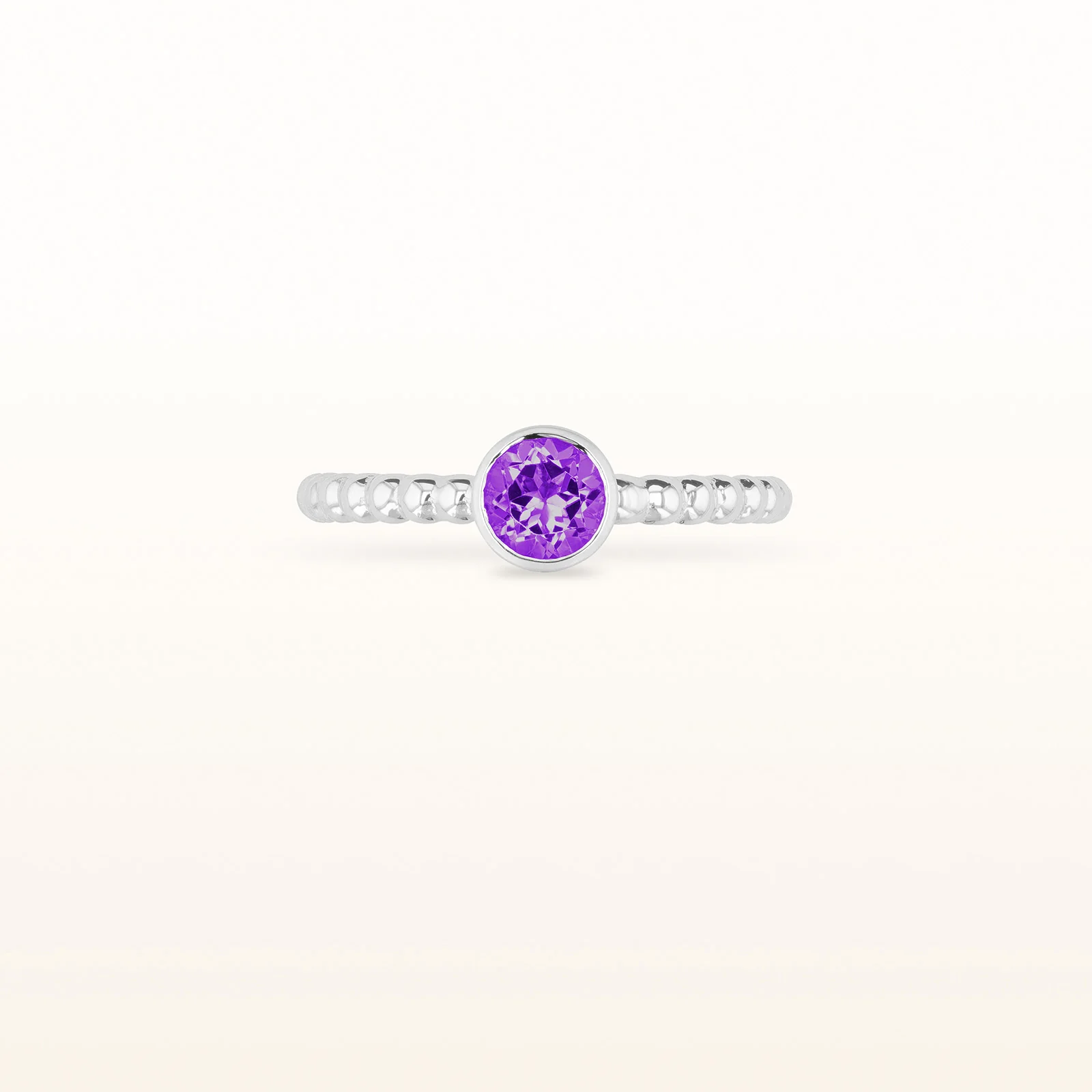 5.0 mm Round Gemstone Stackable Beaded Ring in 14kt White Gold - Image 6