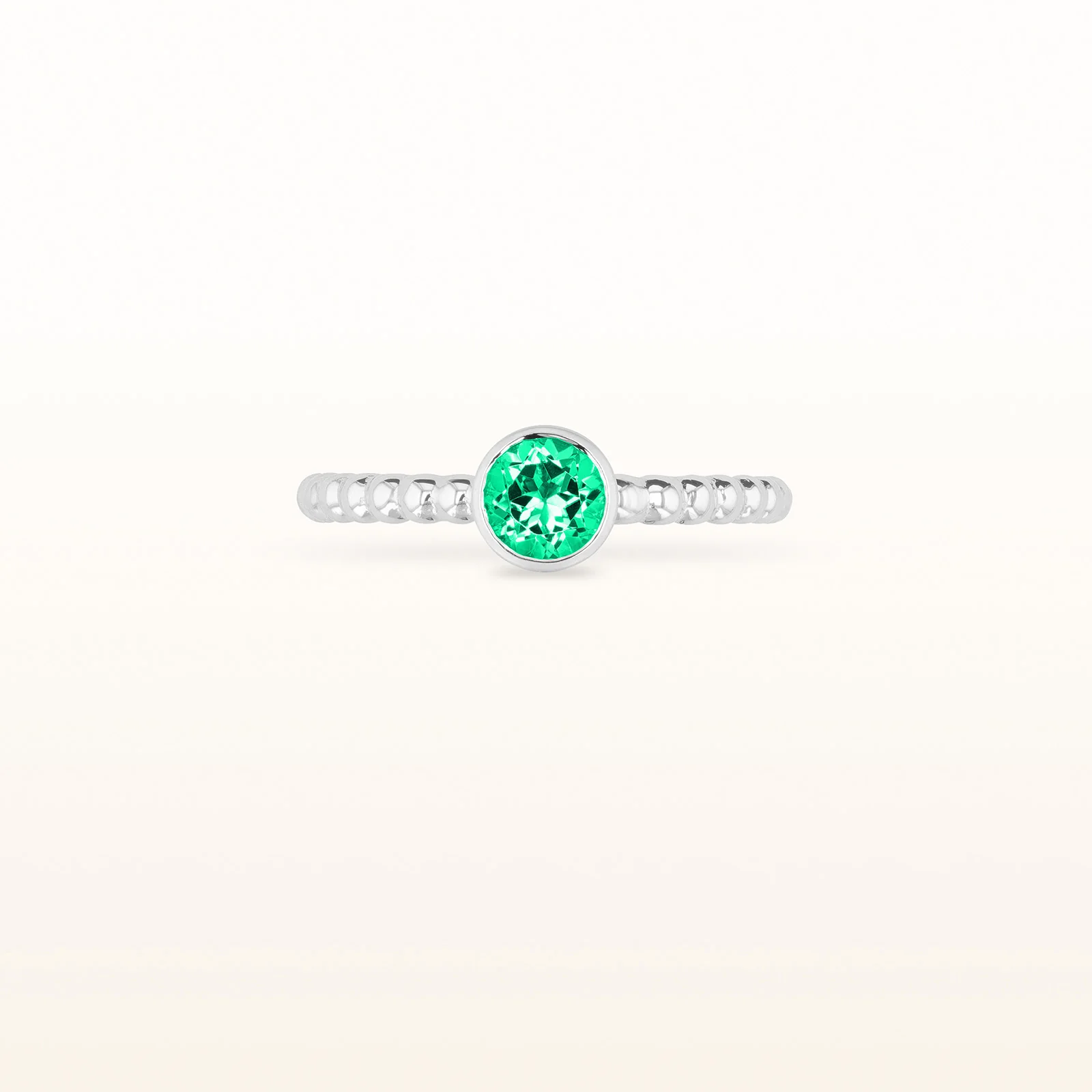 5.0 mm Round Gemstone Stackable Beaded Ring in 14kt White Gold - Image 9