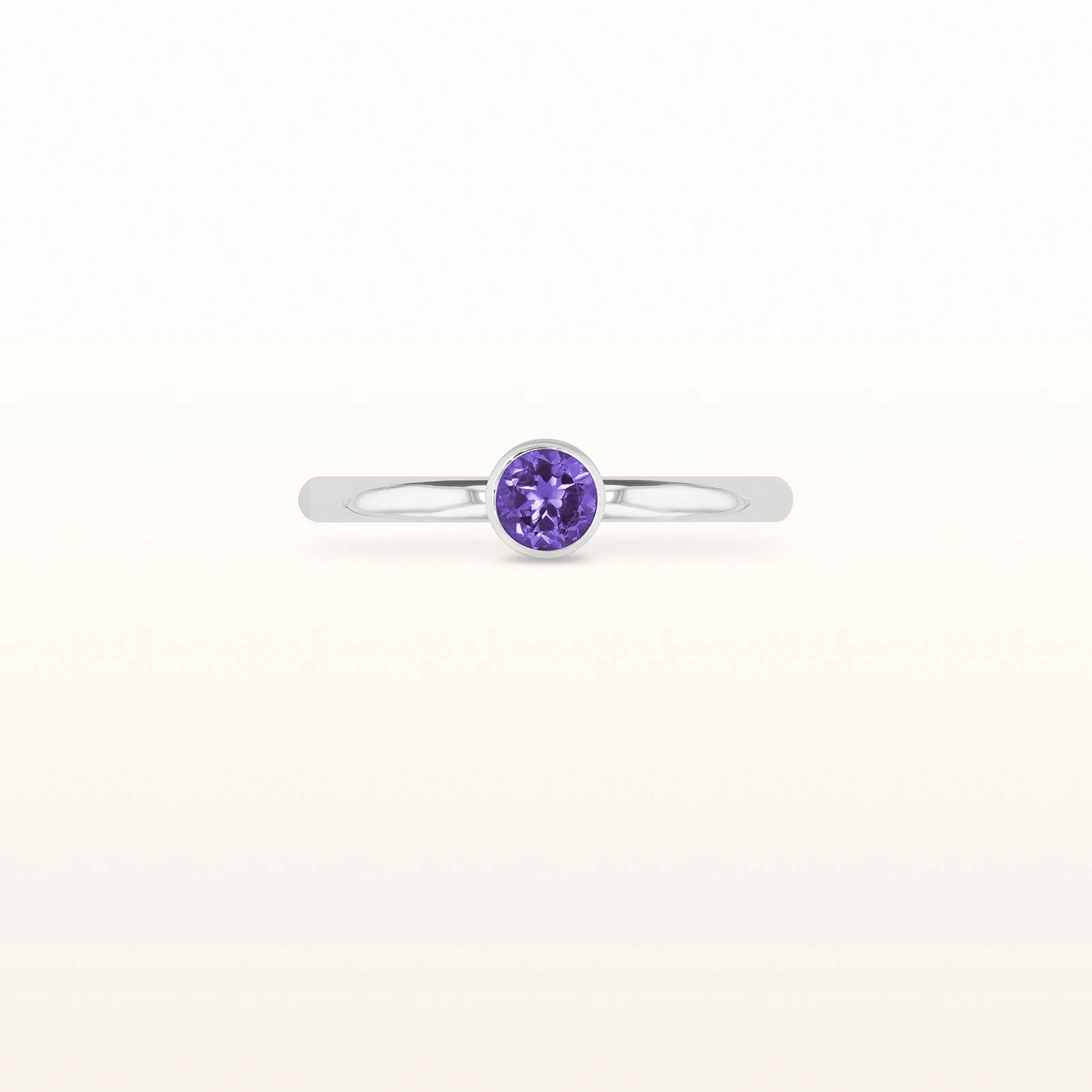 4.0 mm Round Gemstone or Diamond Stackable High Polish Ring in 14kt White Gold - Image 10