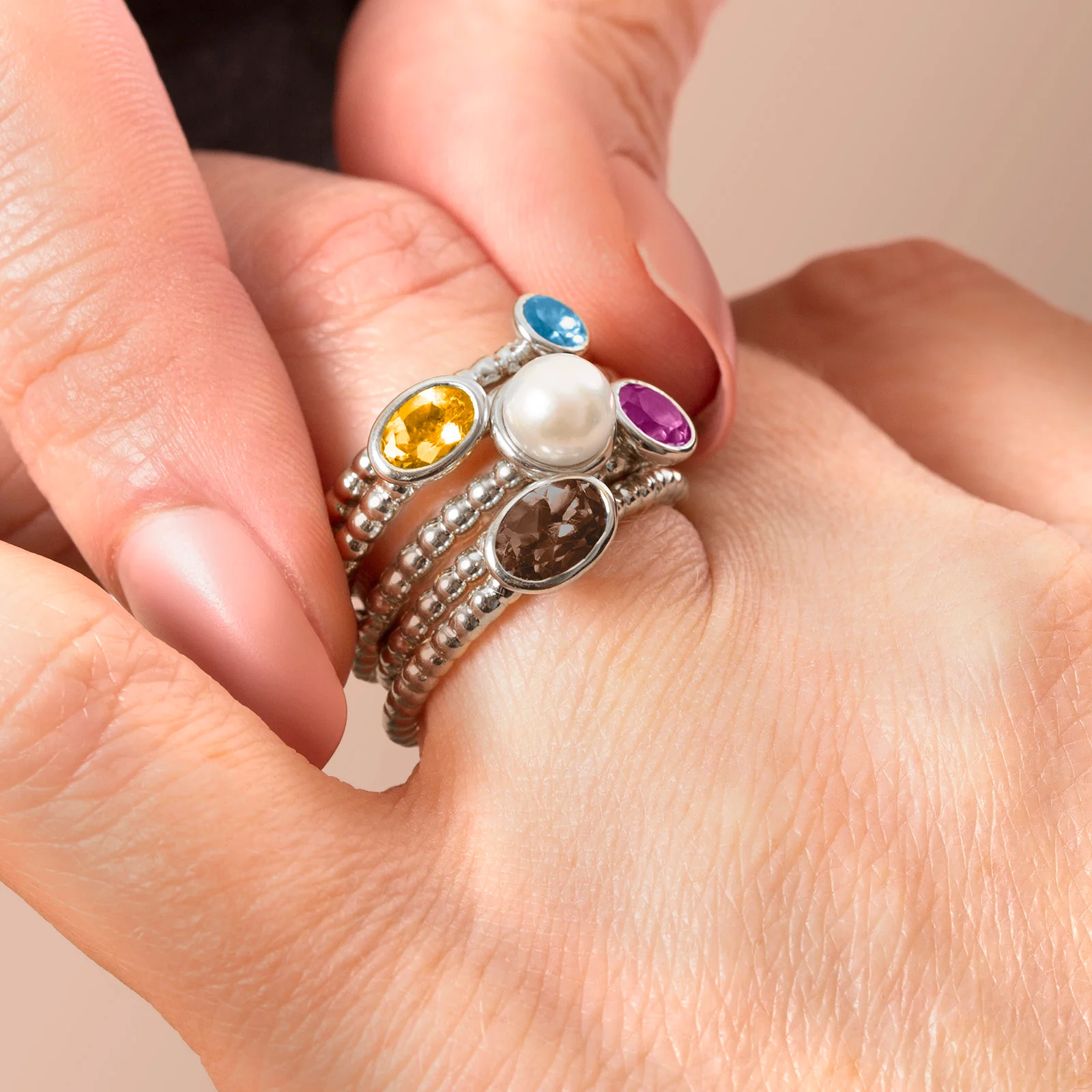 4.0 mm Round Gemstone or Diamond Stackable High Polish Ring in 14kt White Gold - Image 4